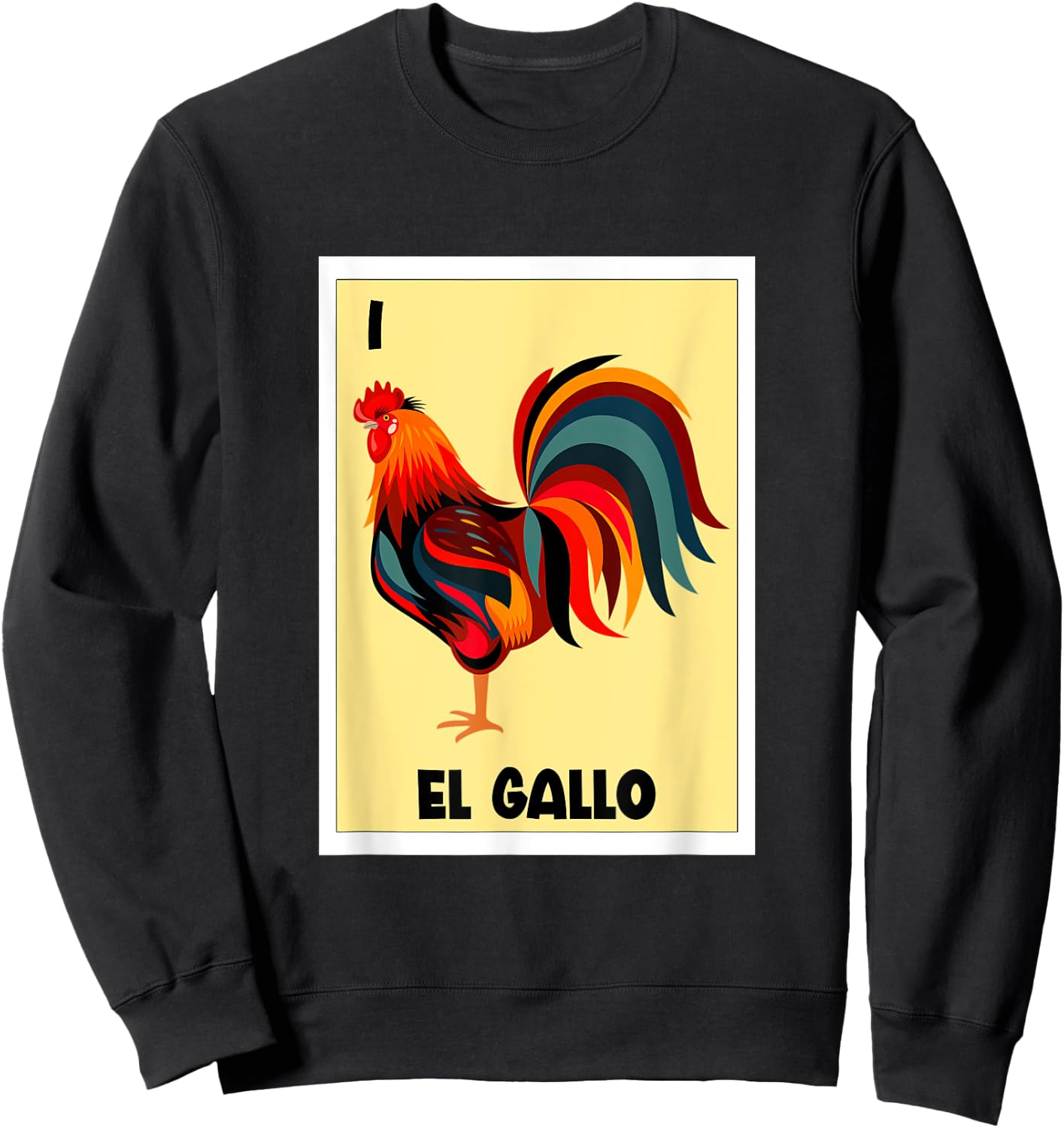 El Gallo Mexican Bingo Card Spanish Hispanic The Rooster Sweatshirt - Sweatshirt | Black