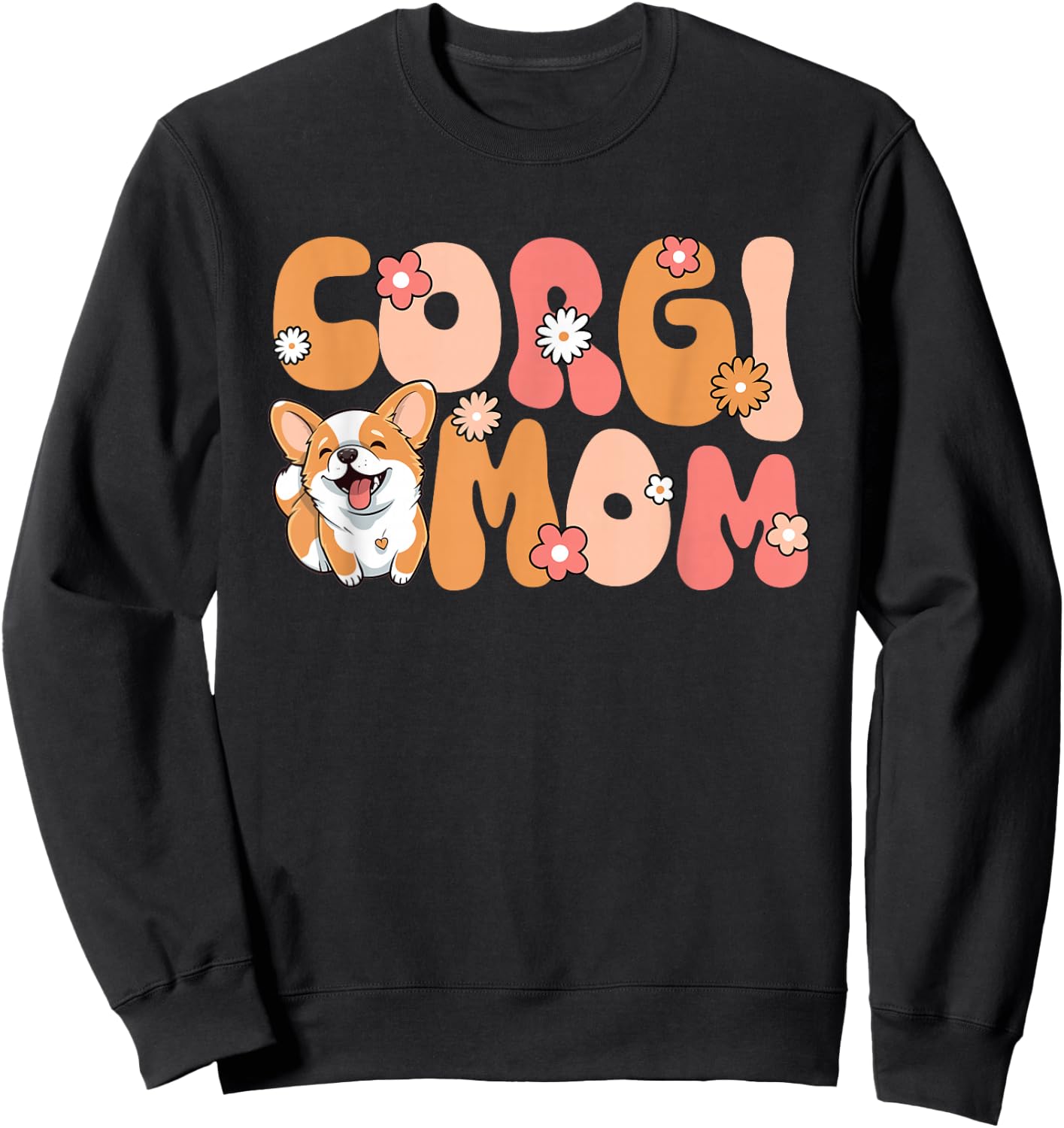Welsh Corgi Pembroke Groovy World's Best Corgi Mom Sweatshirt - Sweatshirt | Black
