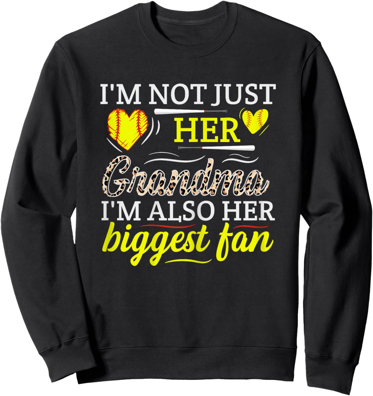Softball Sport Family Support Design for a Softball Grandma Sweatshirt - Sweatshirt | Black