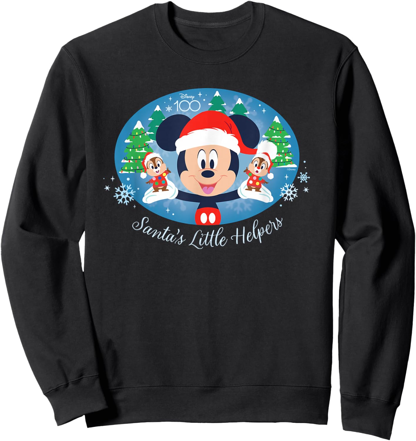 Disney 100 Mickey Chip Dale Santa’s Little Helpers Christmas Sweatshirt - Sweatshirt | Black