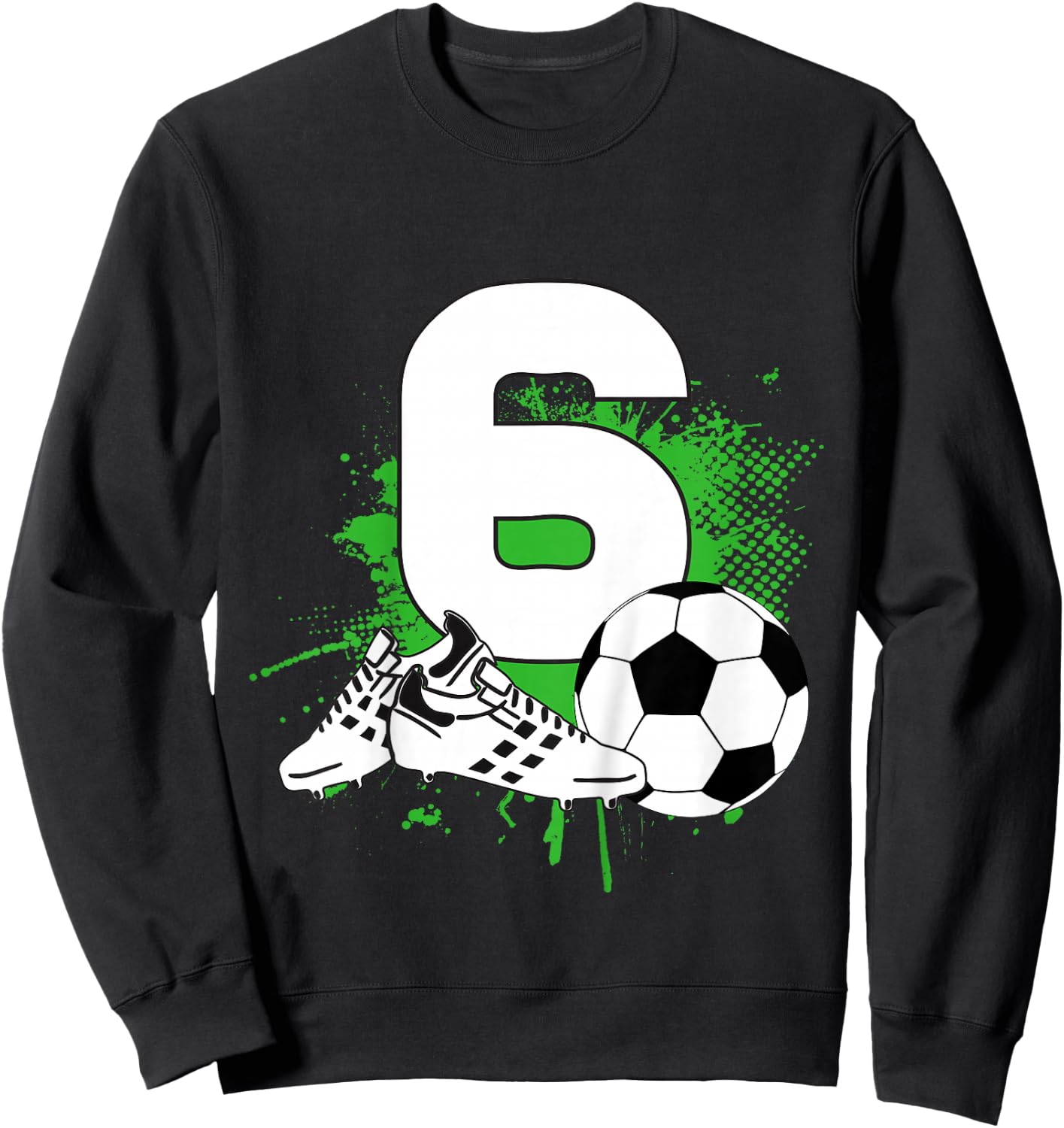 6th Birthday Boys 6 Years Soccer Football Player Birthday Sweatshirt - Sweatshirt | Black