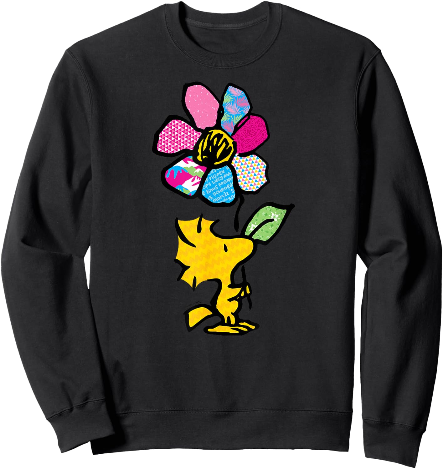 Peanuts - Woodstock with Flower and Pattern Sweatshirt - Sweatshirt | Black