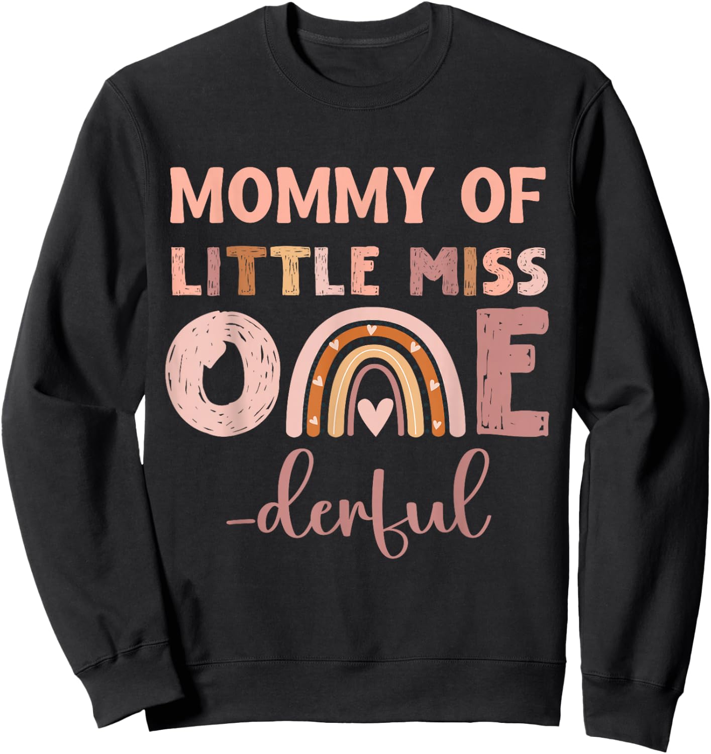 Boho Mommy of Miss Onederful 1st Birthday Girl Cute Small Sweatshirt - Sweatshirt | Black