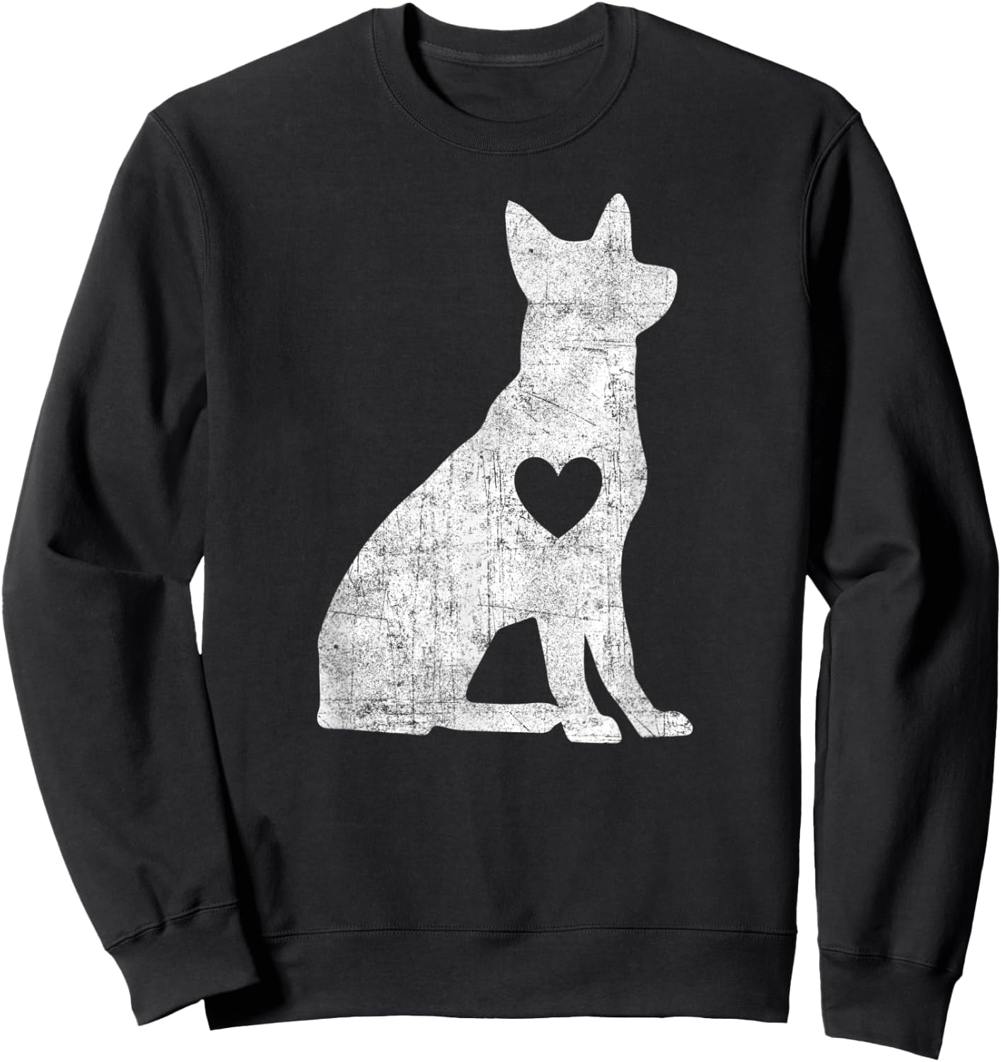 Vintage German Shepherd Heart Silhouette Dog Puppy Retro Sweatshirt - Sweatshirt | Black