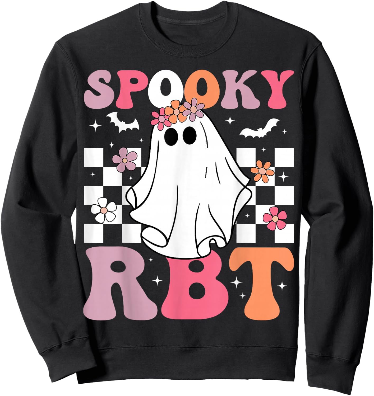 Spooky RBT Ghost Halloween Registered Behavior Technician Sweatshirt - Sweatshirt | Black