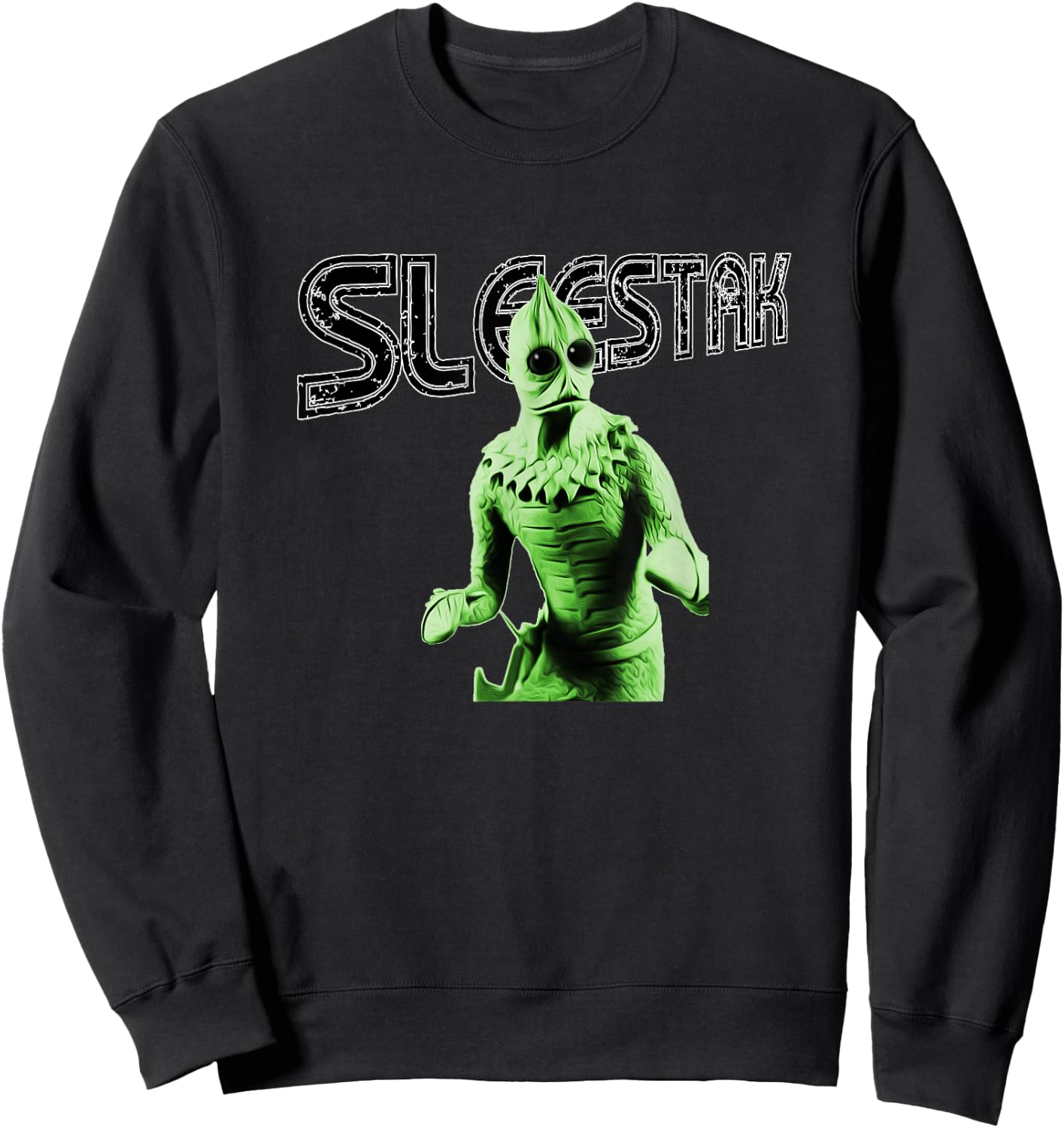 Retro Sleestak reptilian alien graphic Sweatshirt - Sweatshirt | Black