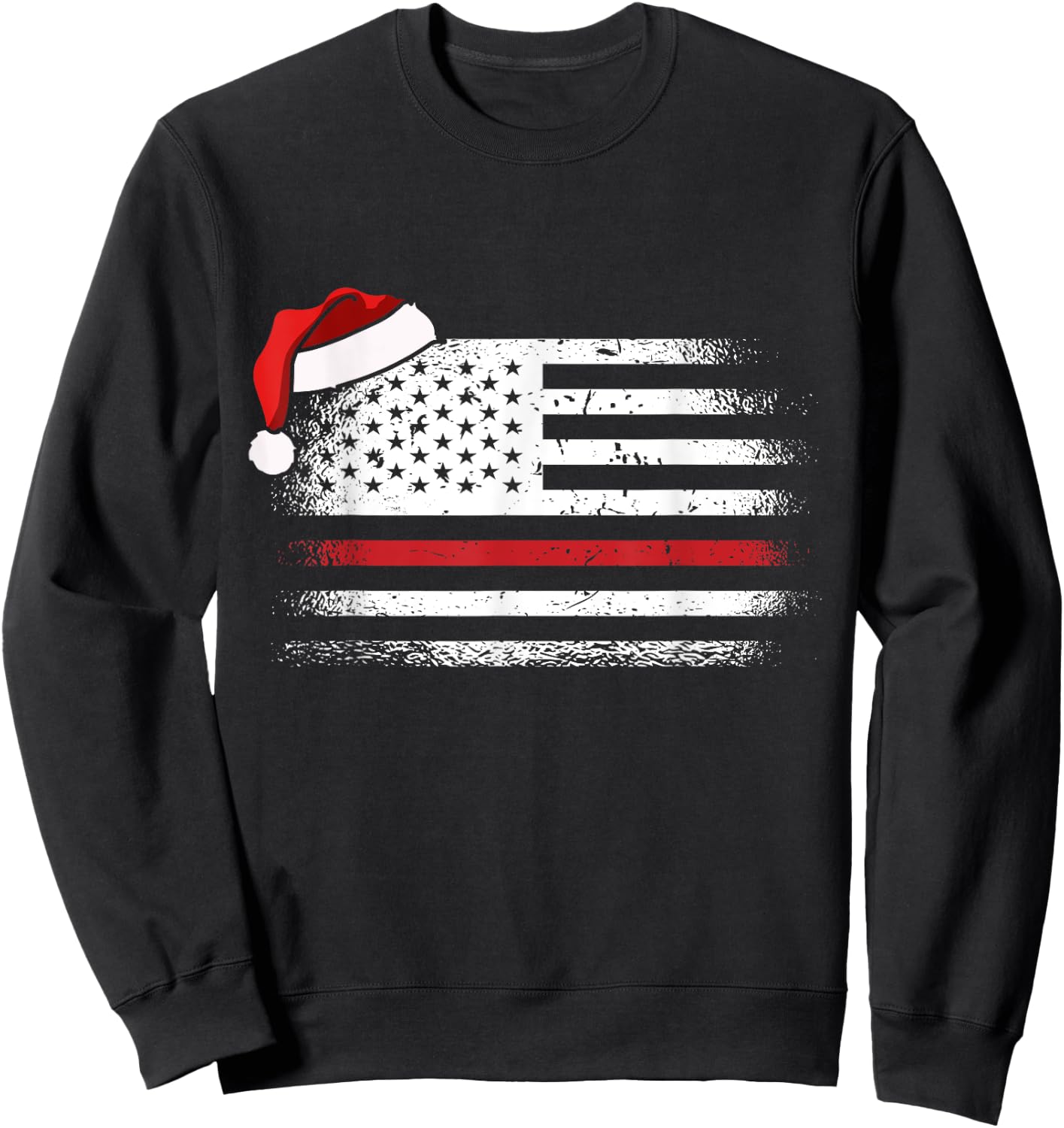 American Flag Firefighter Christmas Pajama Cool Xmas Fireman Sweatshirt - Sweatshirt | Black