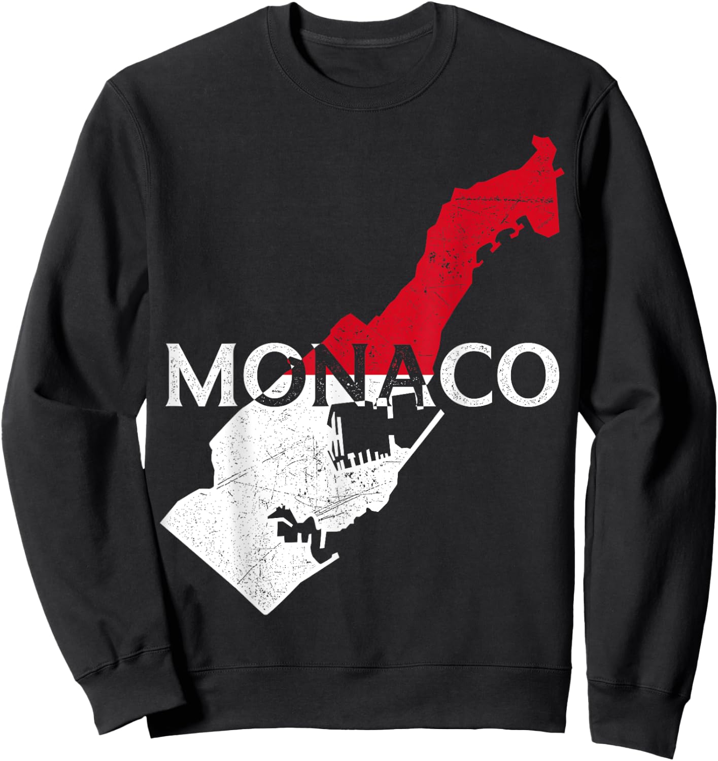 Monaco Country Map Flag Proud Monegasque Patriotic Sweatshirt - Sweatshirt | Black