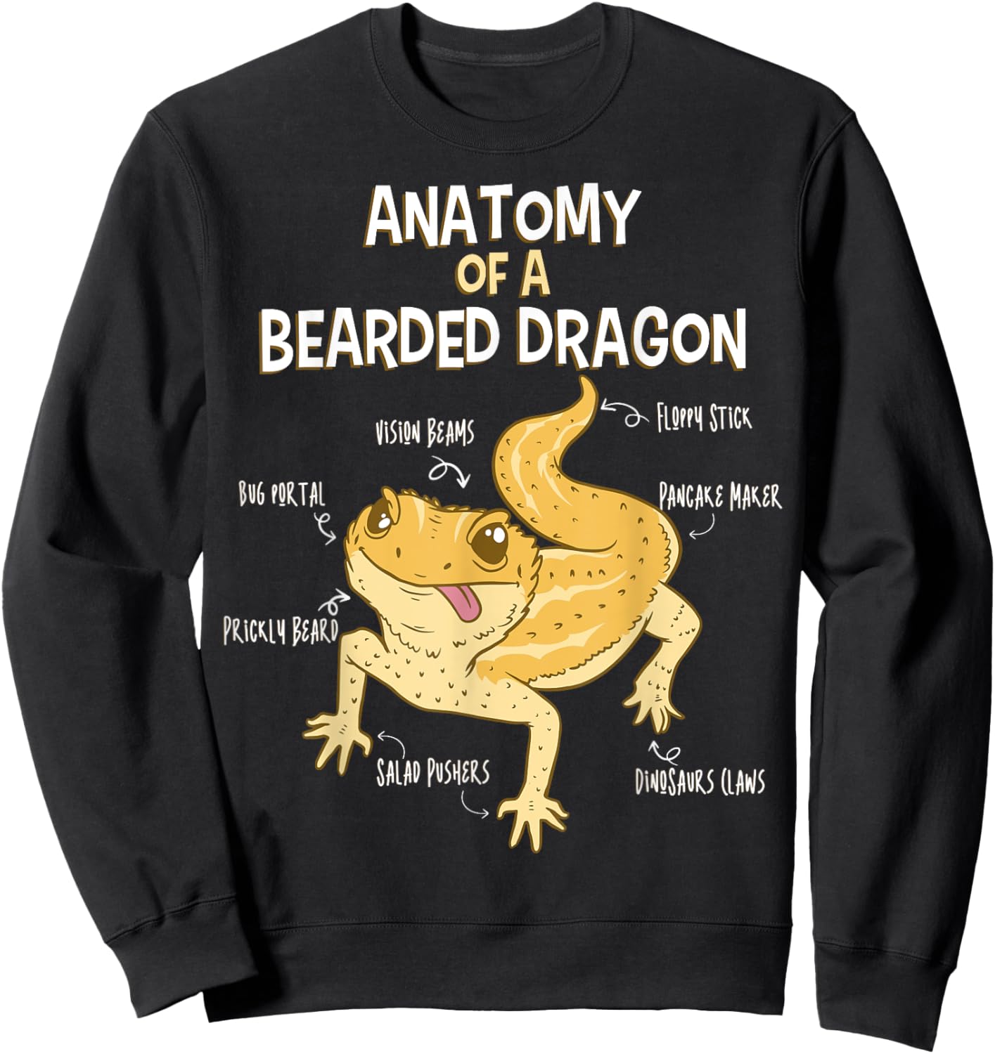 Anatomy Of A Bearded Dragon Lizard Funny Bearded Dragon Sweatshirt - Sweatshirt | Black