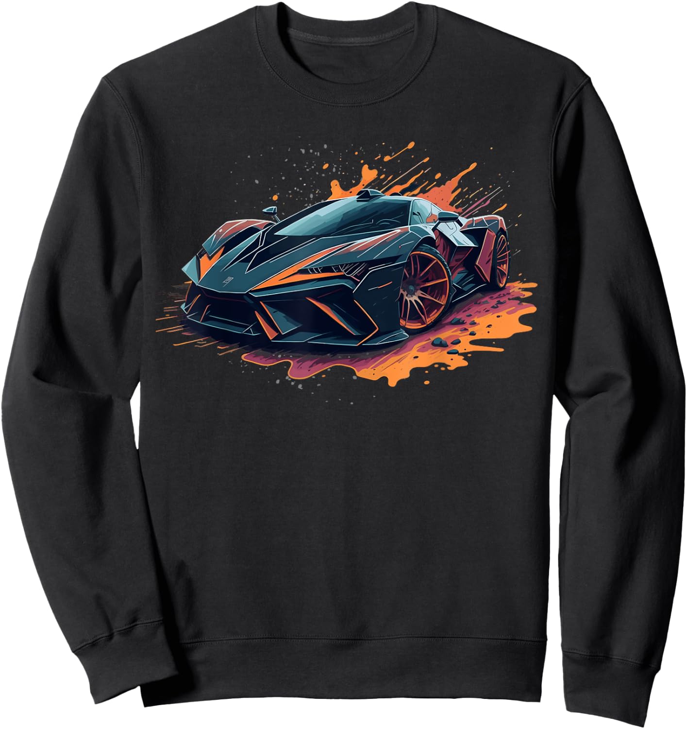 Supercar Exotic Sports Car Concept Poster Style Boys Graphic Sweatshirt - Sweatshirt | Black