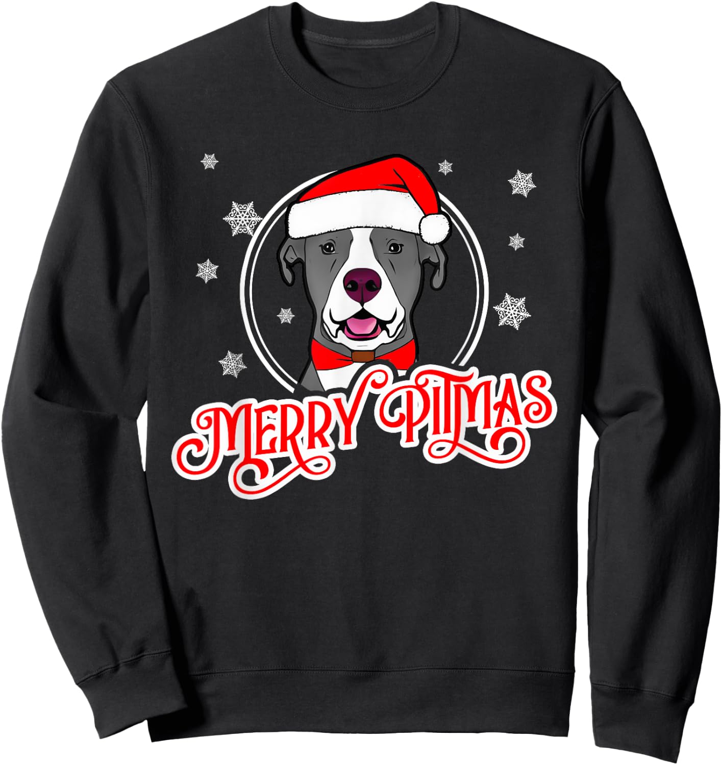 Pit Bull Christmas Merry Pitmas Sweatshirt - Sweatshirt | Black