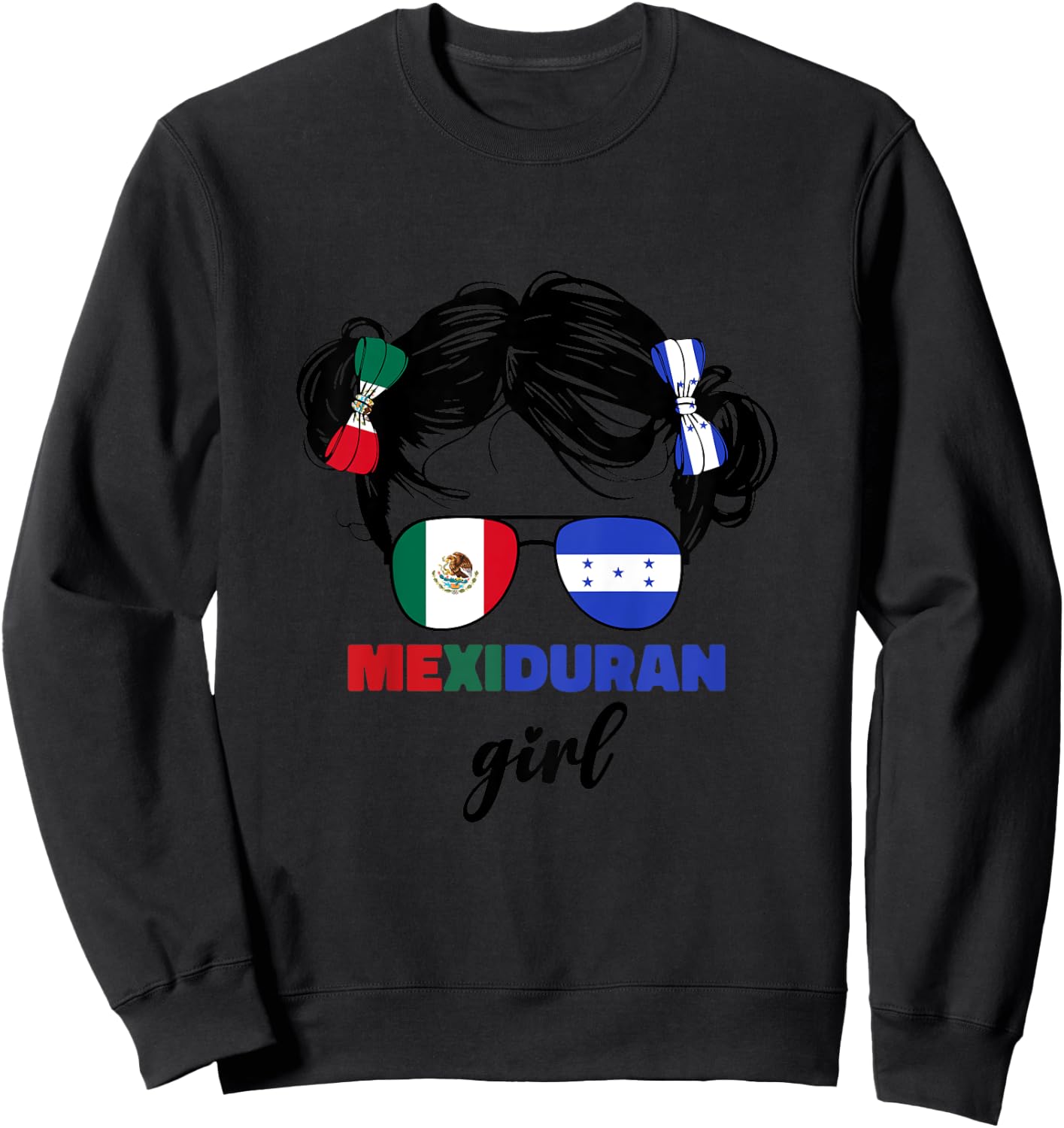 Half Mexican And Honduran Mexico Honduras Flag Girls Kids Sweatshirt - Sweatshirt | Black