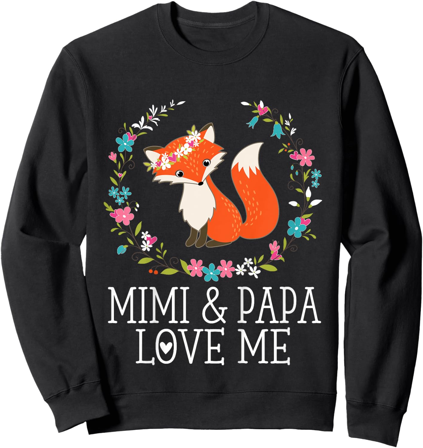 Mimi and Papa Love Me Granddaughter with Fox Sweatshirt - Sweatshirt | Black