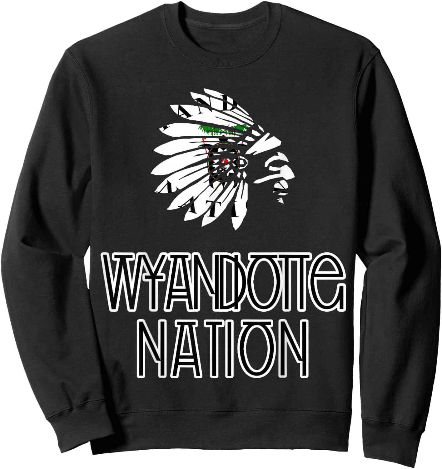 Wyandotte Tribal Nation Flag | Native Amerindian | Headdress Sweatshirt - Sweatshirt | Black