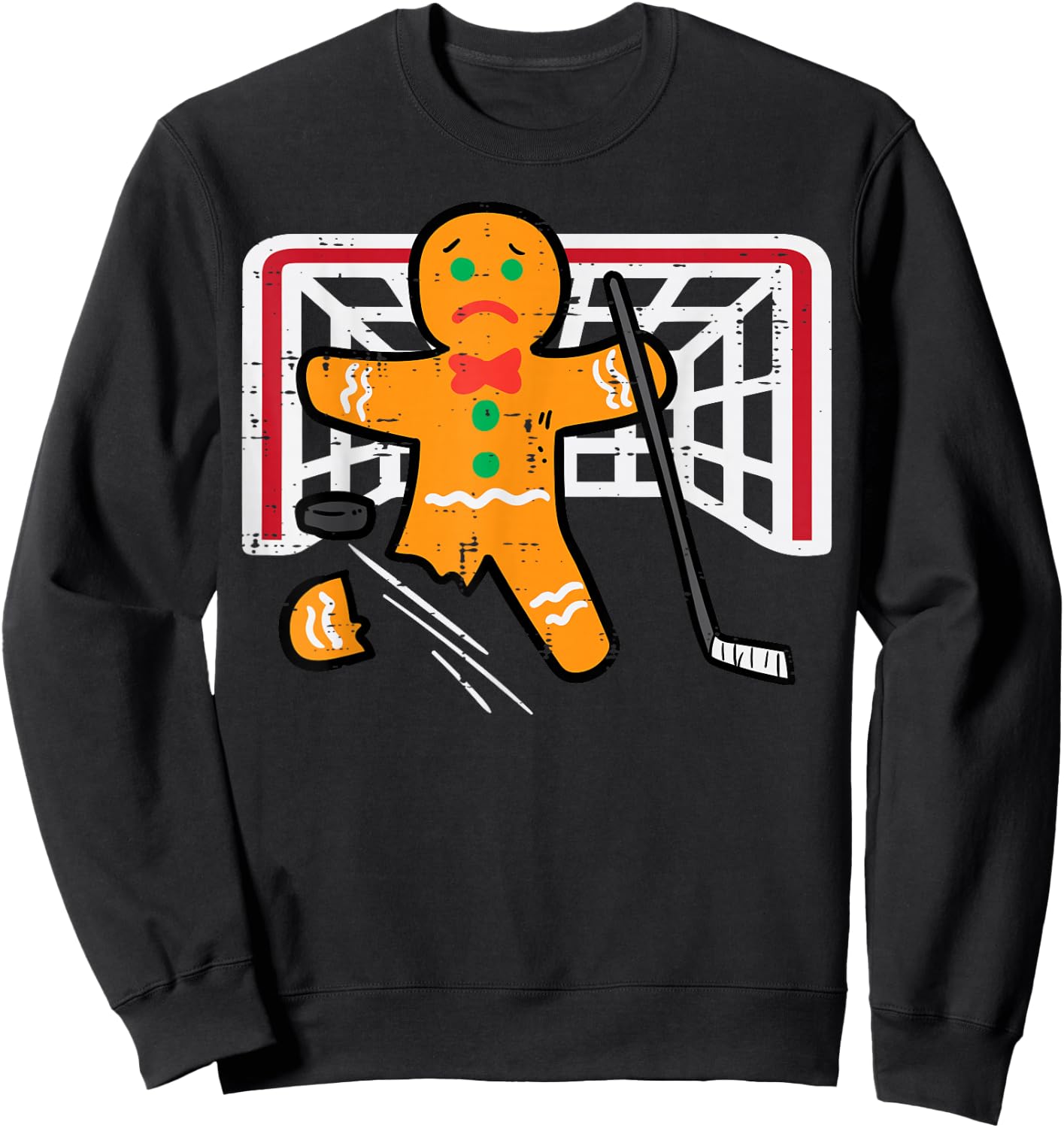 Christmas Gingerbread Man Ice Hockey Fun Xmas Men Boys Kids Sweatshirt - Sweatshirt | Black