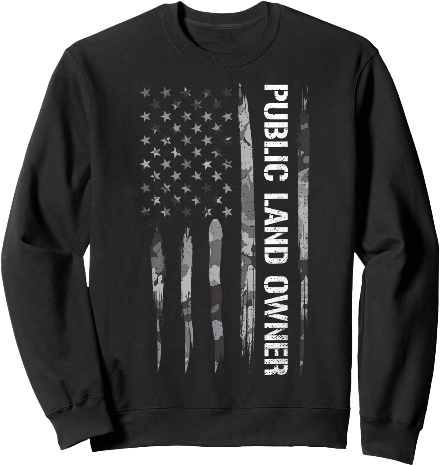 DesignsByJnk5 USA Public Land Owner American Flag - -Adults, -Kids, Black, Small, Short Sleeve Sweatshirt - Sweatshirt | Black