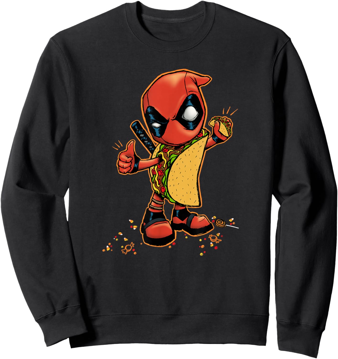 Marvel Comics Retro Classic Halloween Taco Deadpool Sweatshirt - Sweatshirt | Black