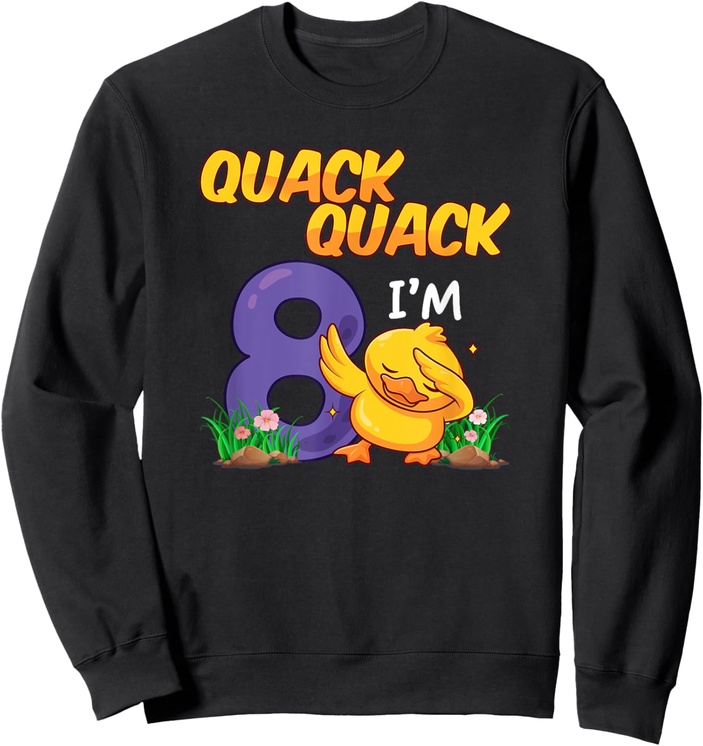 8 Year Old Gifts Boys Girls Teens Dabbing Duck 8th Birthday Sweatshirt - Sweatshirt | Black