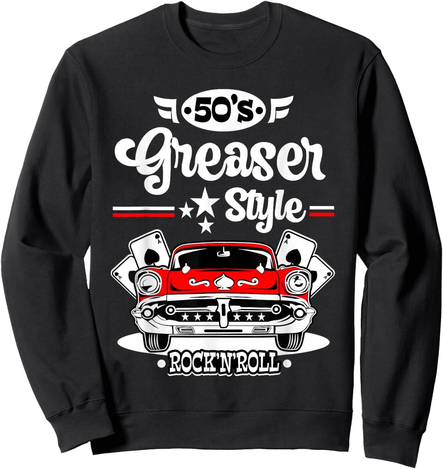 1950s Rockabilly 50s Greaser Sock Hop Costume Rock and Roll Sweatshirt - Sweatshirt | Black