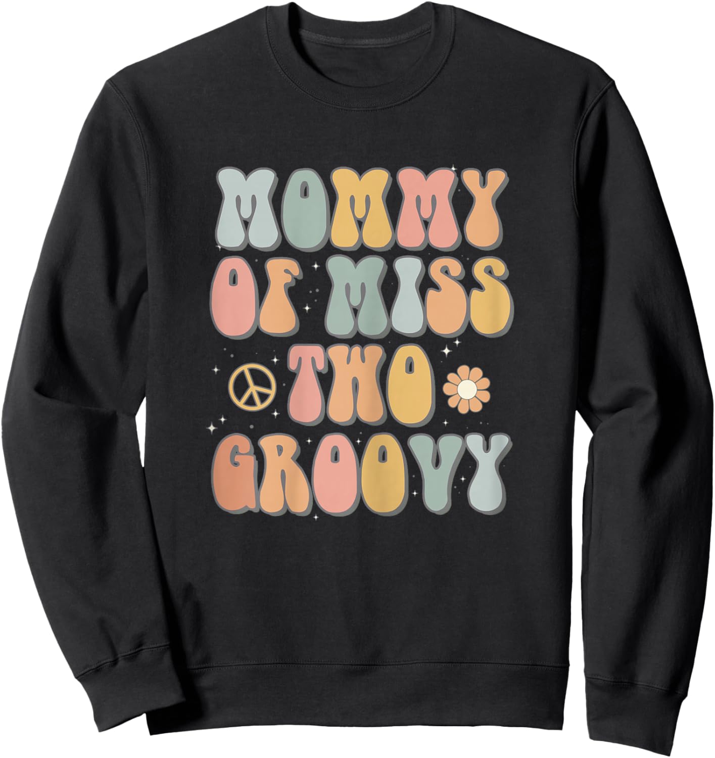 Mommy Mom Two Groovy Second Birthday Retro 2nd Bday Party Sweatshirt - Sweatshirt | Black