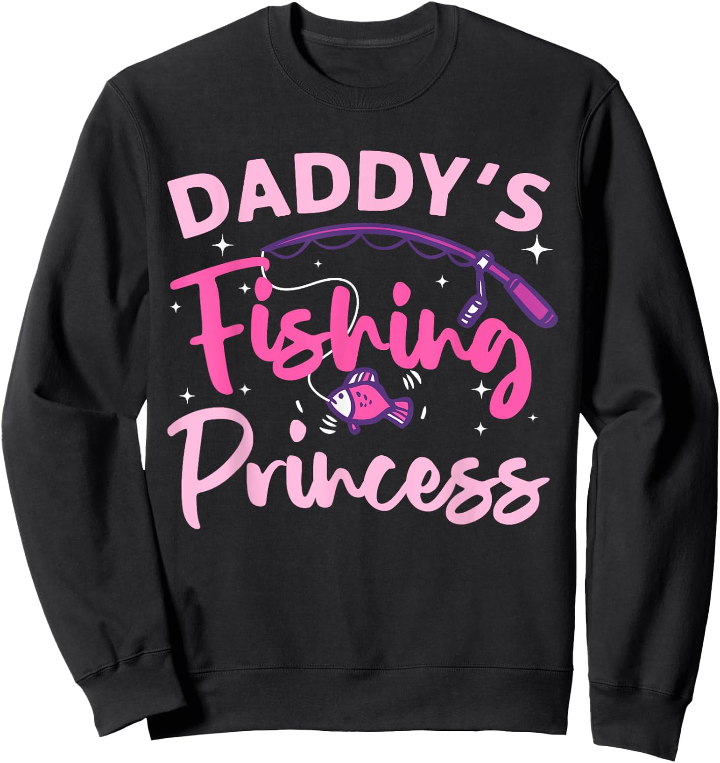Best Fishing Girls Kids Bass Fisher Princess Fish Sweatshirt - Sweatshirt | Black
