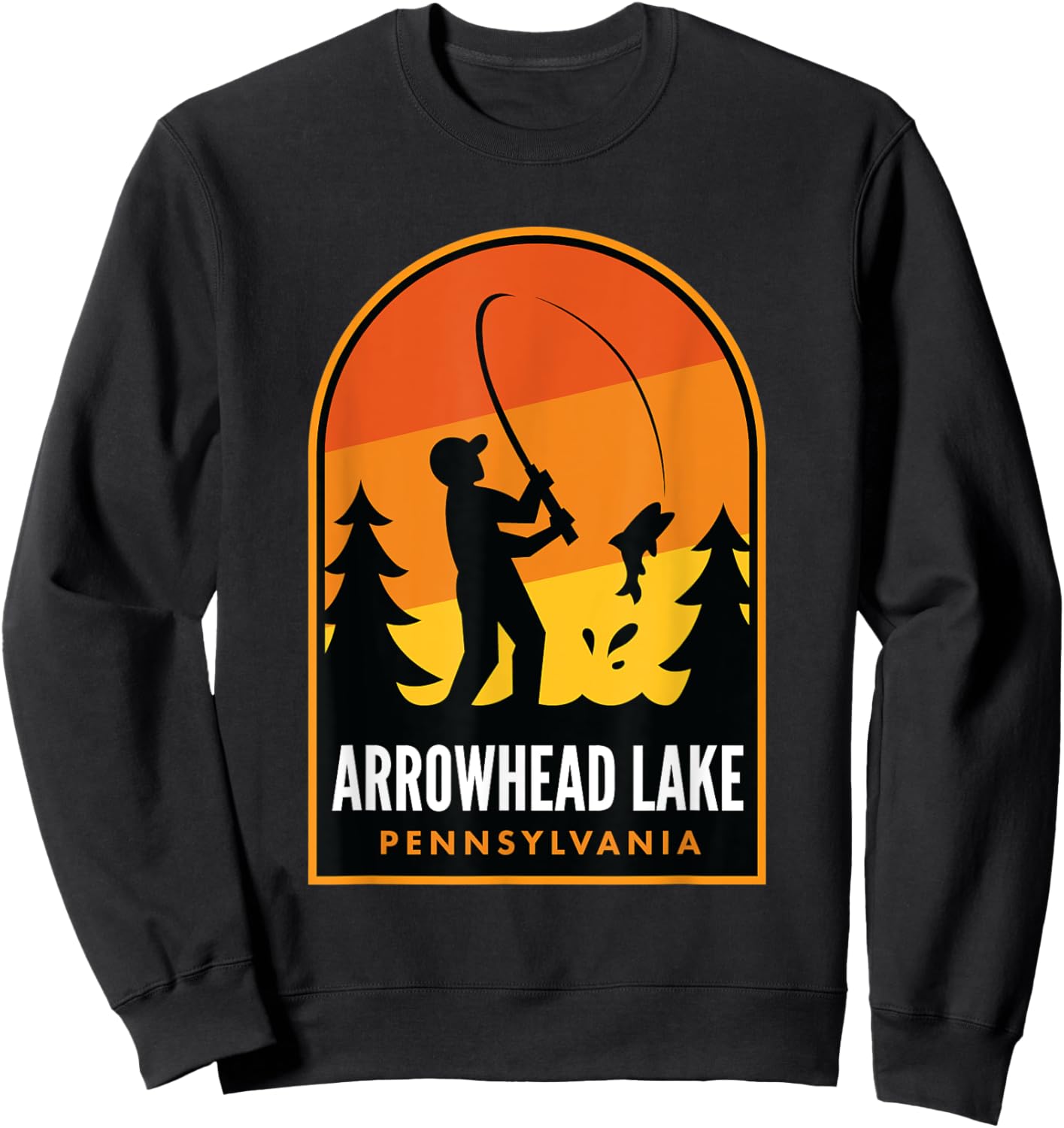 Arrowhead Lake Pennsylvania Fishing Sweatshirt - Sweatshirt | Black