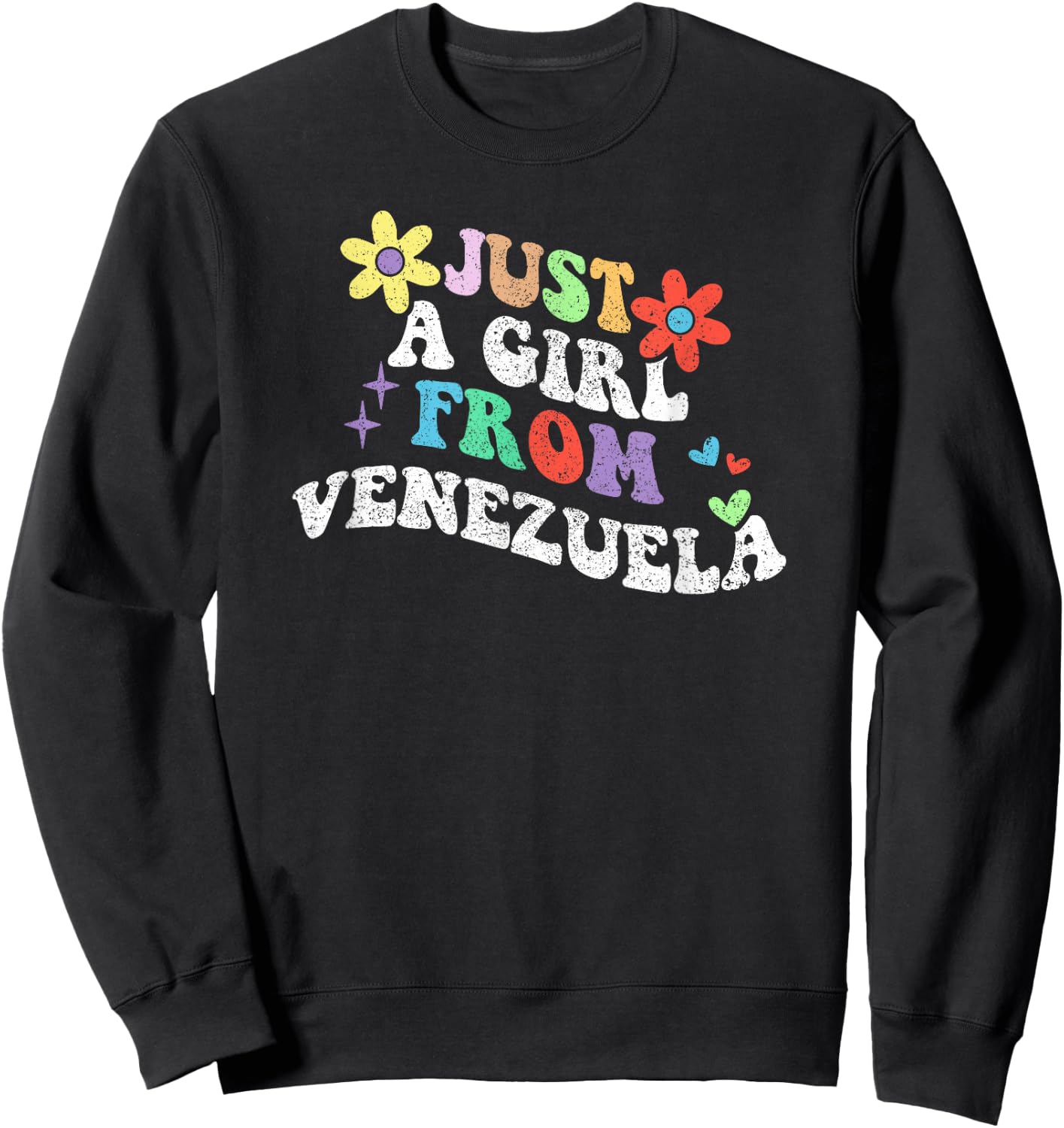 Retro Groovy Just A Girl From Venezuela Mother's Day 2023 Sweatshirt - Sweatshirt | Black