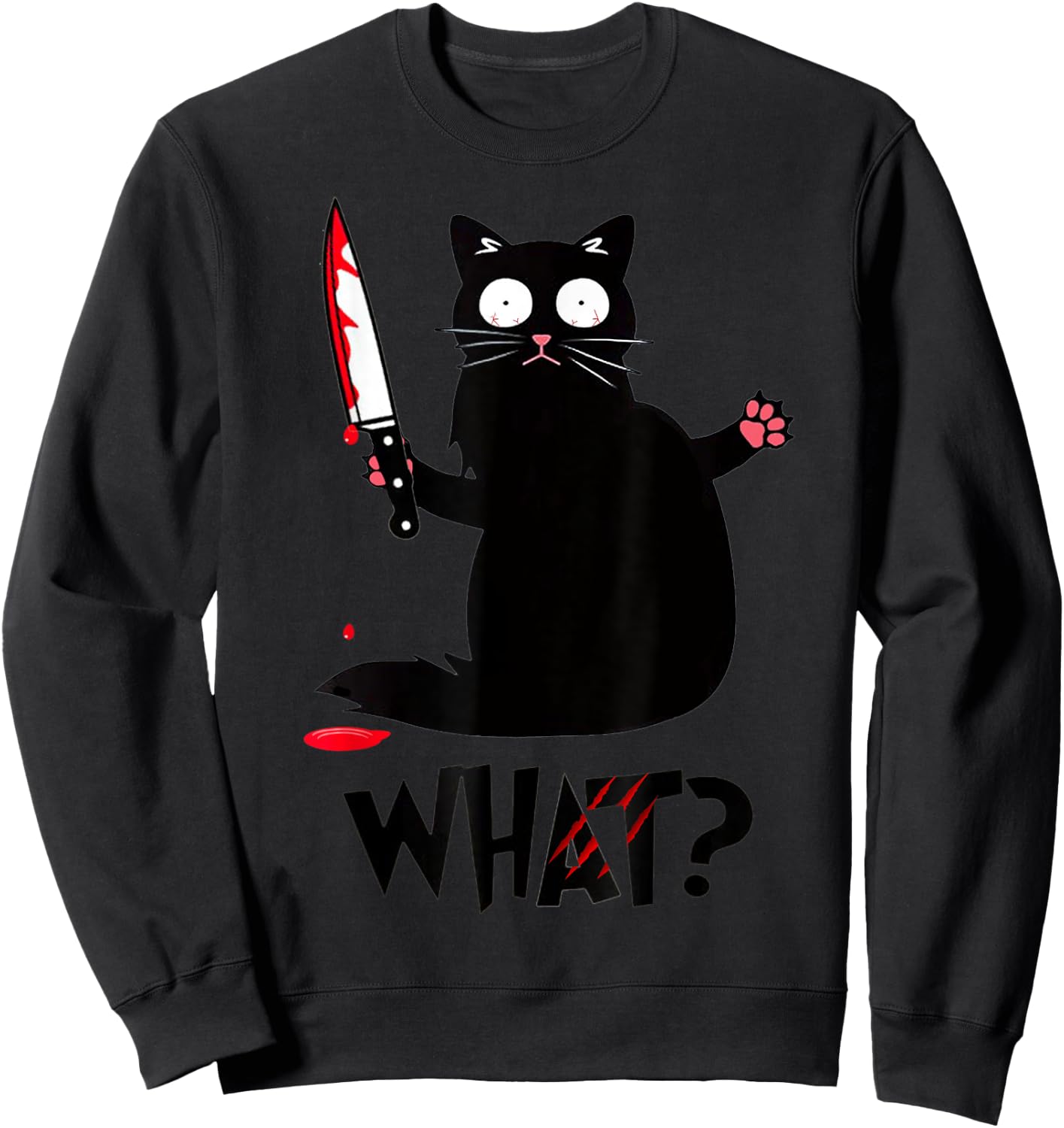 Funny Black Cat Murderous Knife Sweatshirt - Sweatshirt | Black