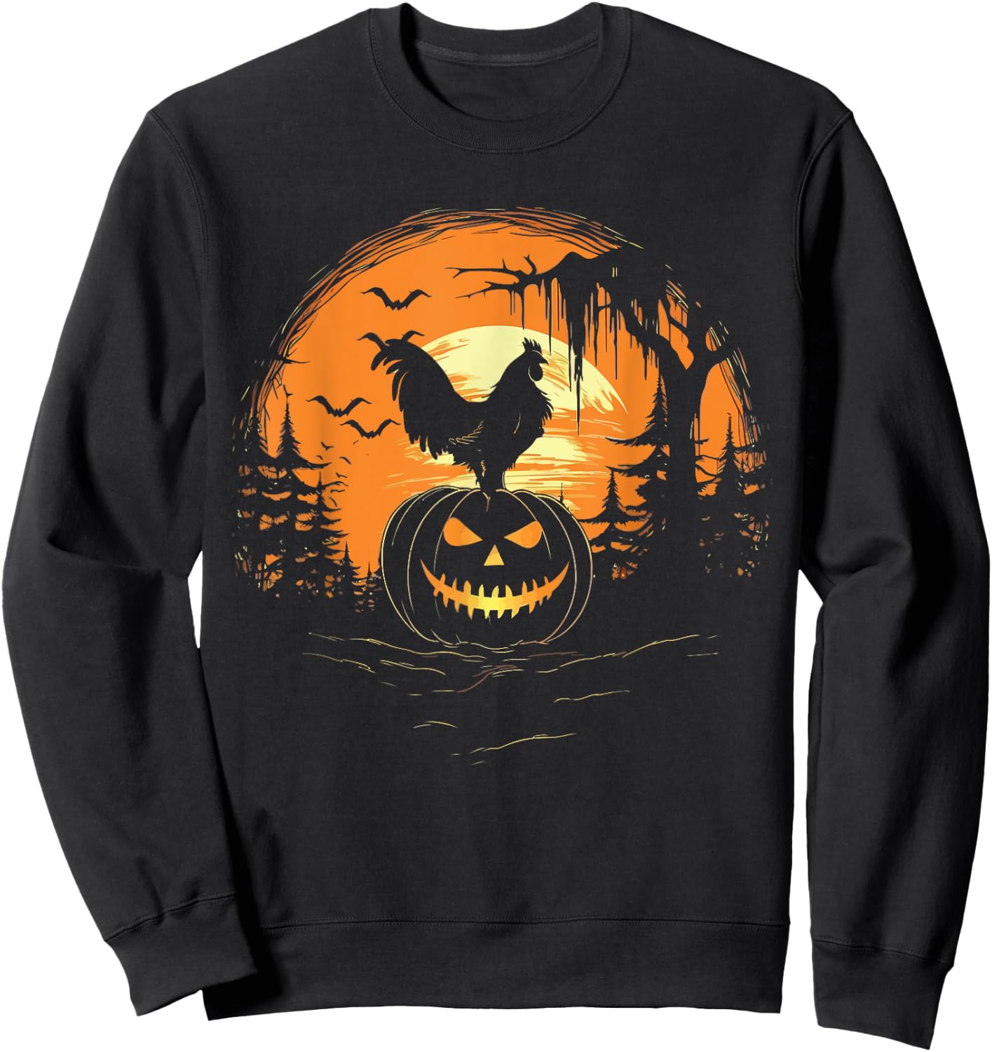 Chicken Halloween Trick Or Treat Chicken Farmer Rooster Sweatshirt - Sweatshirt | Black