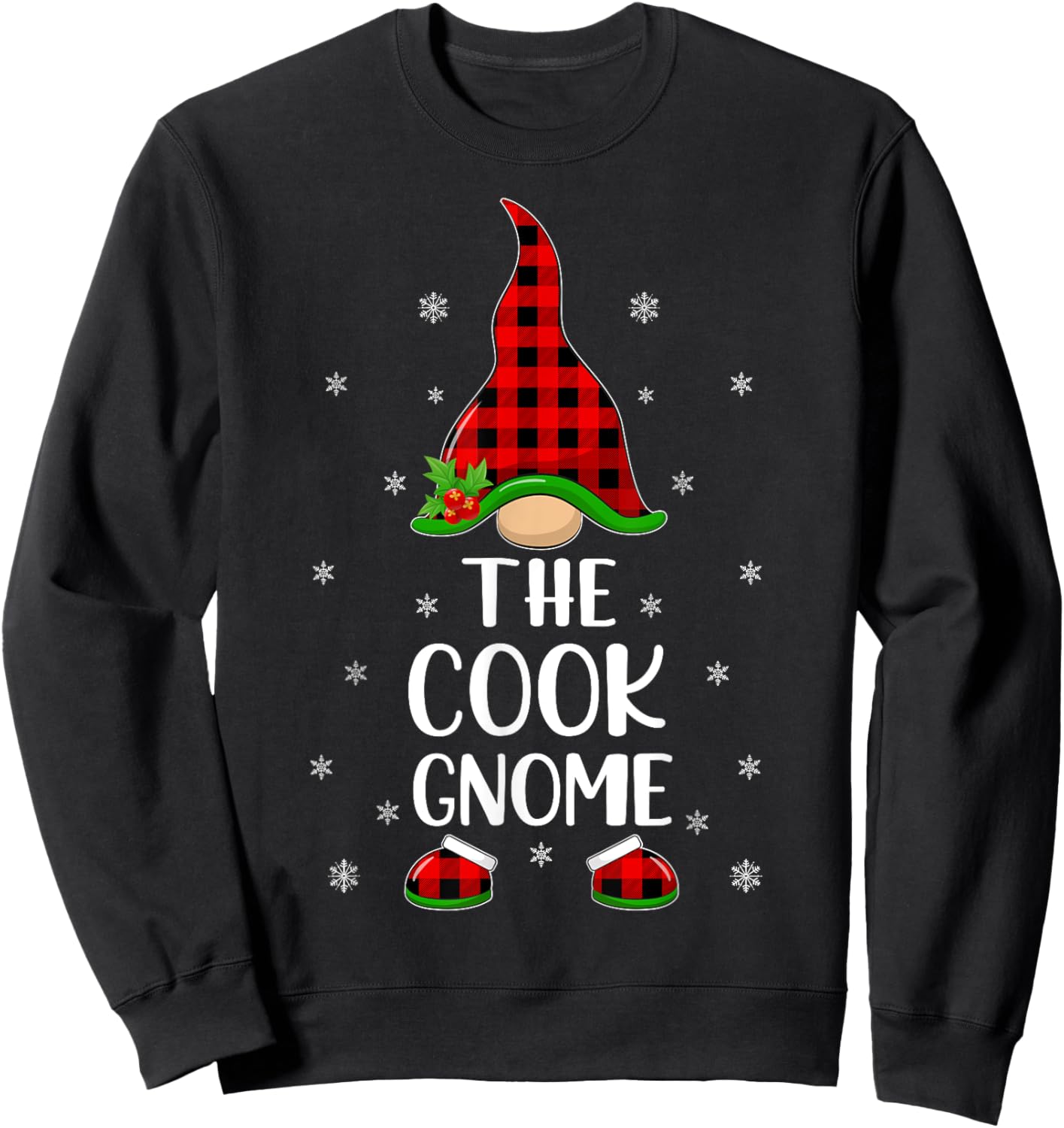 Matching Family Buffalo Plaid The Cook Gnome Christmas Sweatshirt - Sweatshirt | Black