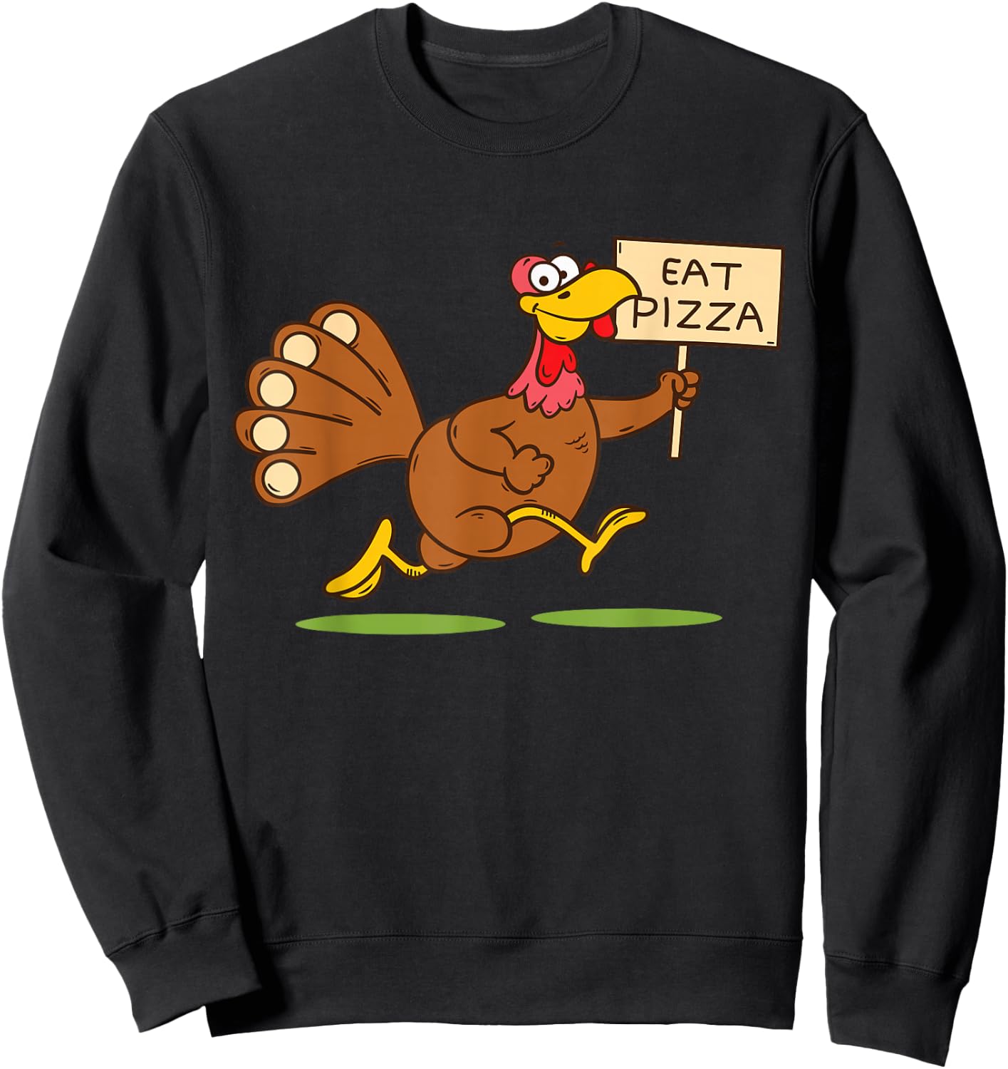 Turkey Eat Pizza Men Kids Vegan Funny Thanksgiving Family Sweatshirt - Sweatshirt | Black