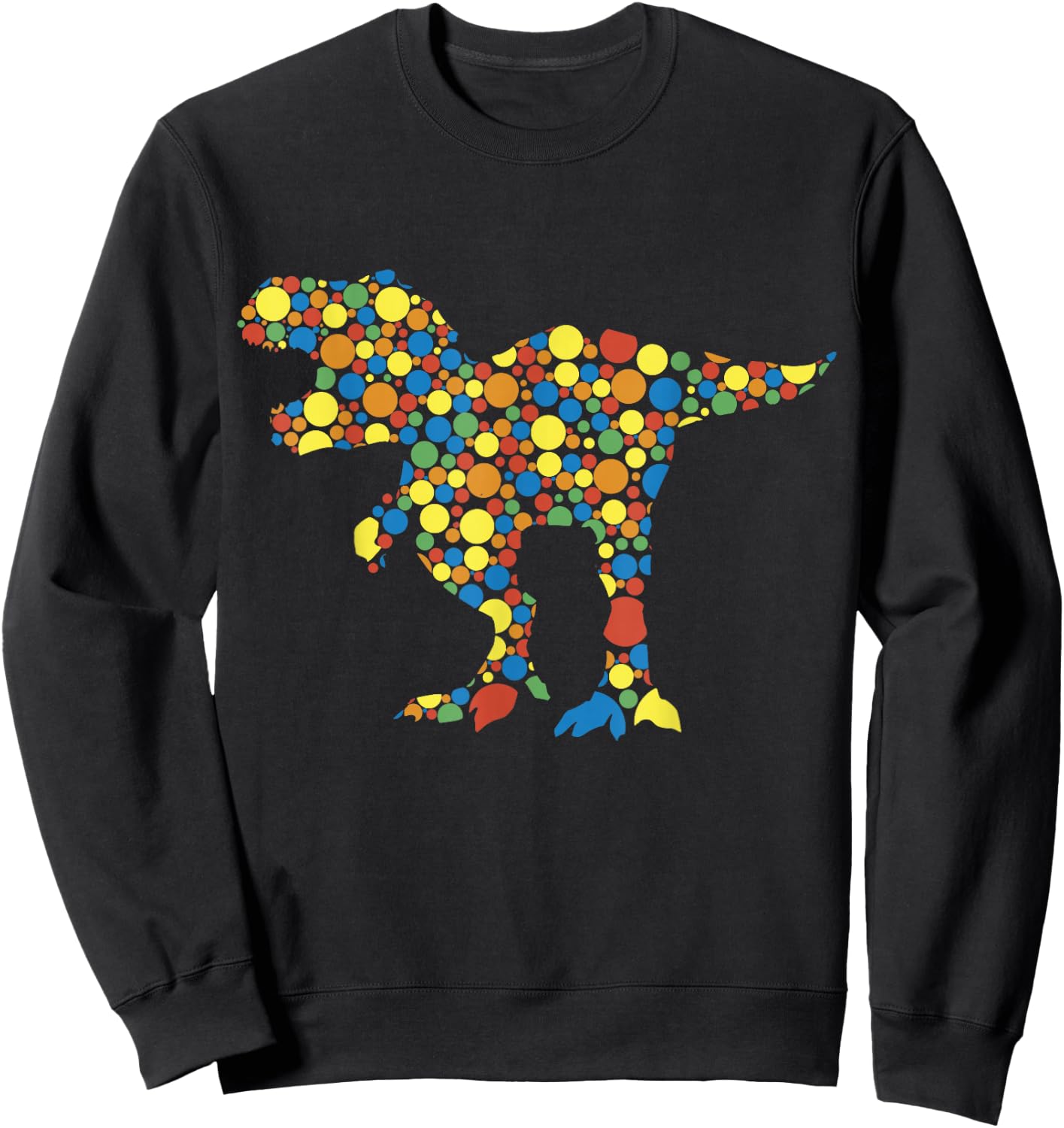Happy Dot Day Colorful Polka Dot Dinosaur Boys Sweatshirt - Sweatshirt | Black