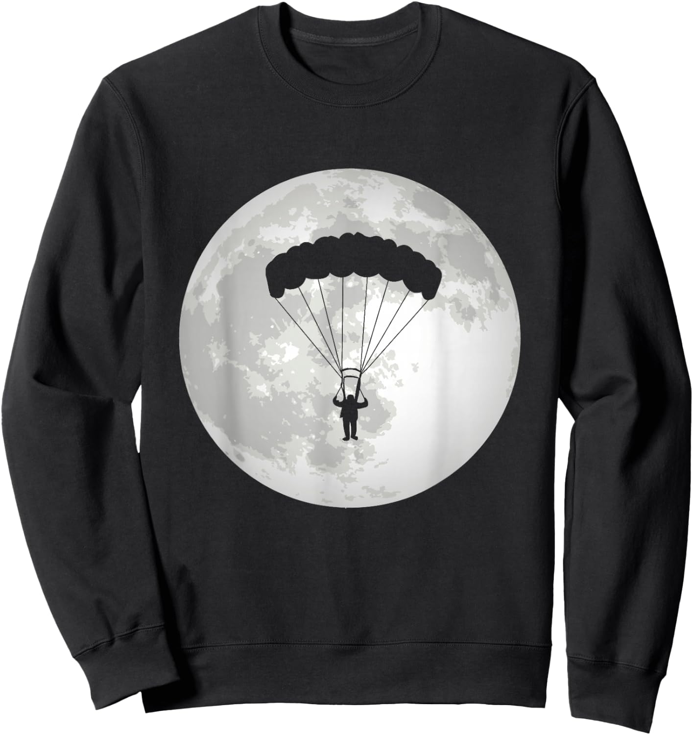 Parachuting Moon Paratrooper Paragliding Sweatshirt - Sweatshirt | Black