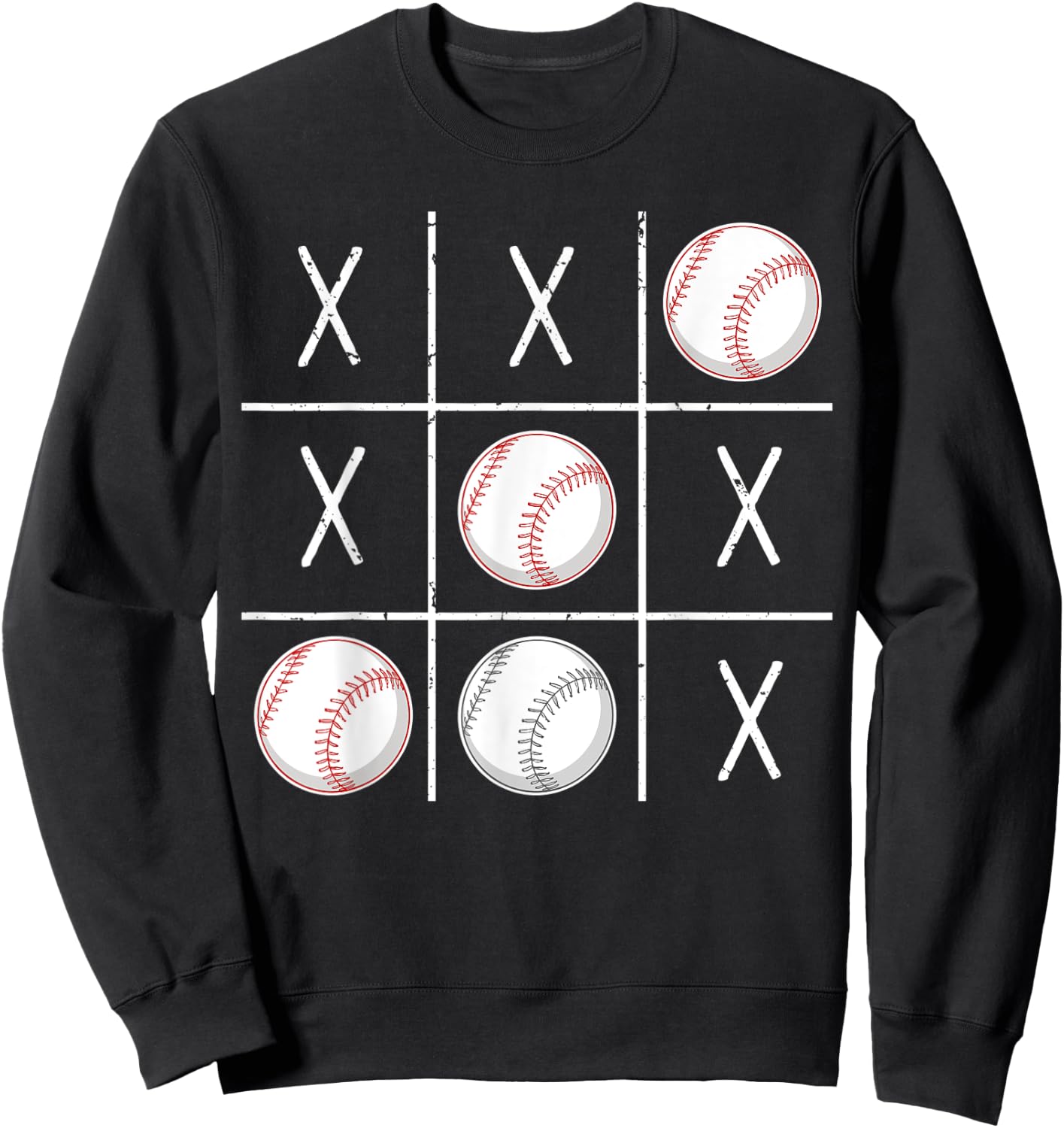 Baseball Ball Men Boys Baseball Tic-Tac-Toe Game XO-XO Sweatshirt - Sweatshirt | Black