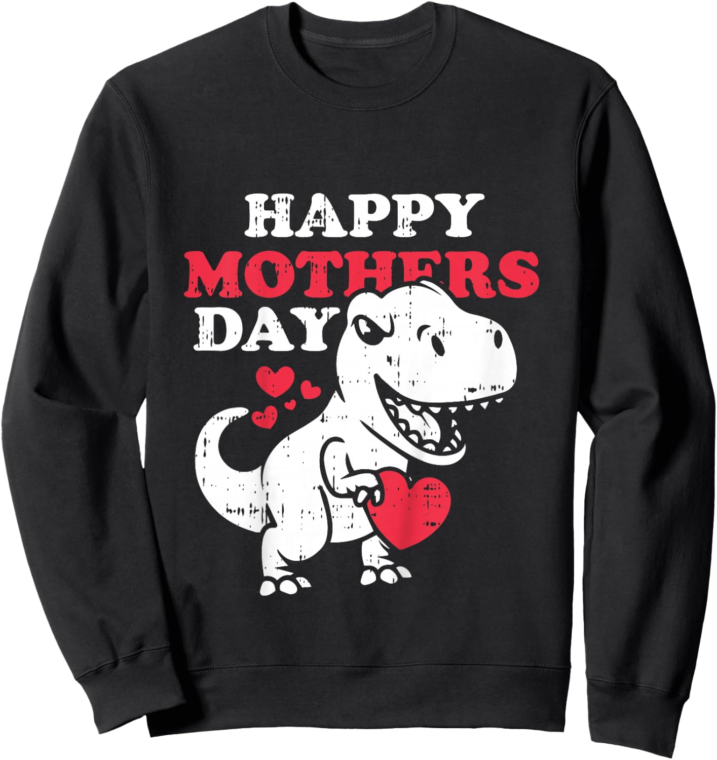 Kids Happy Mothers Day Cute T Rex Dinosaur Son Toddler Boys Sweatshirt - Sweatshirt | Black