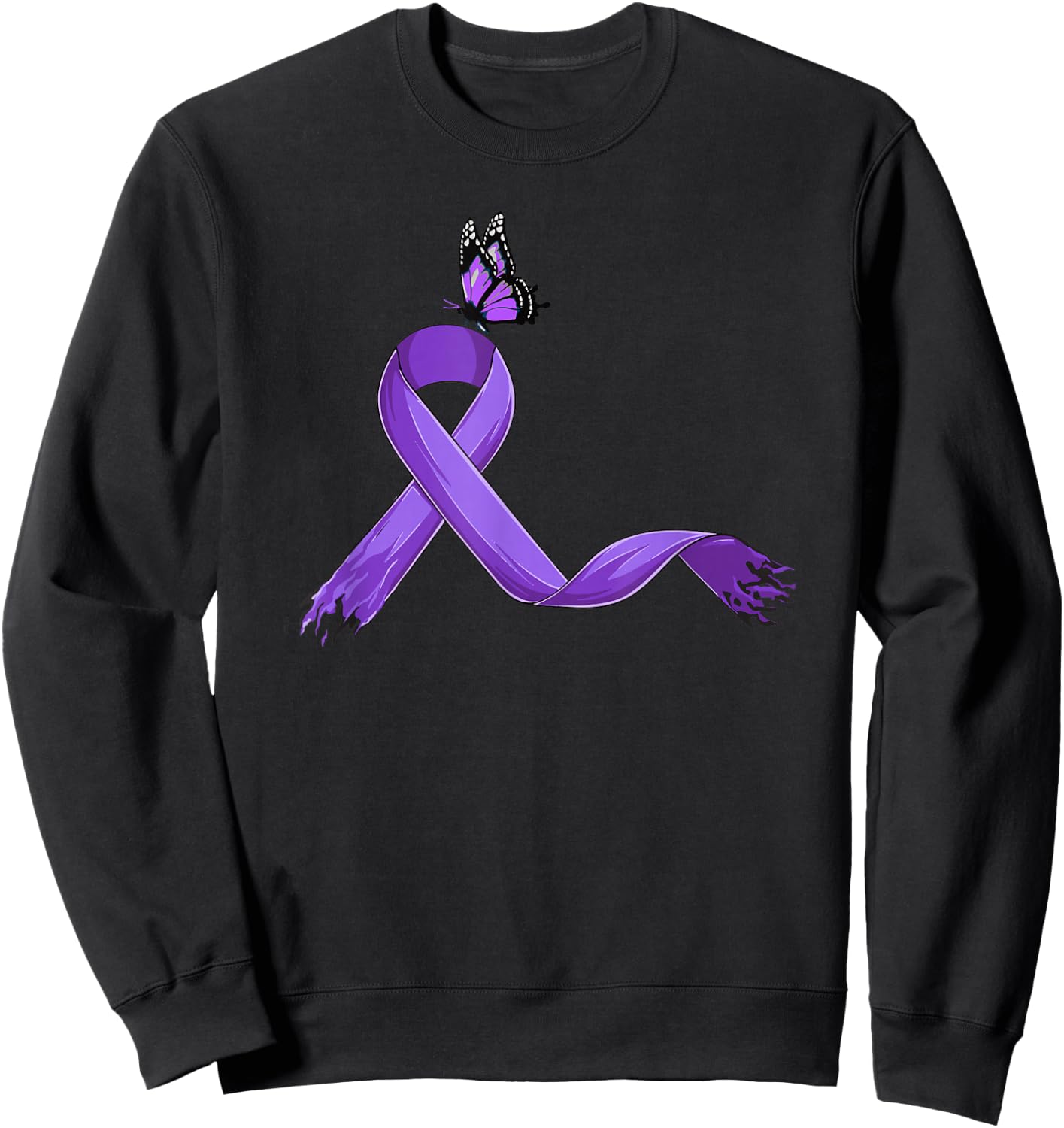 Fibromyalgia Gifts & Accessories Cute Modern Ribbon Black Short Sleeve - Small - Fibromyalgia Awareness Sweatshirt - Sweatshirt | Black