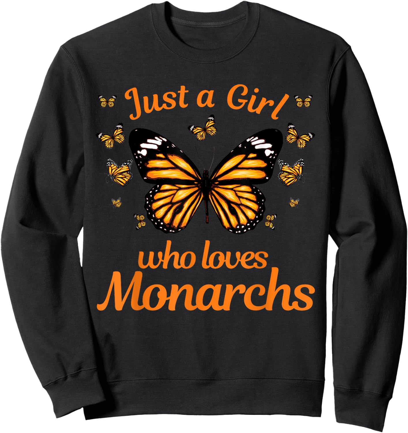 Funny Monarch Butterfly Art Girls Butterfly Lover Sweatshirt - Sweatshirt | Black