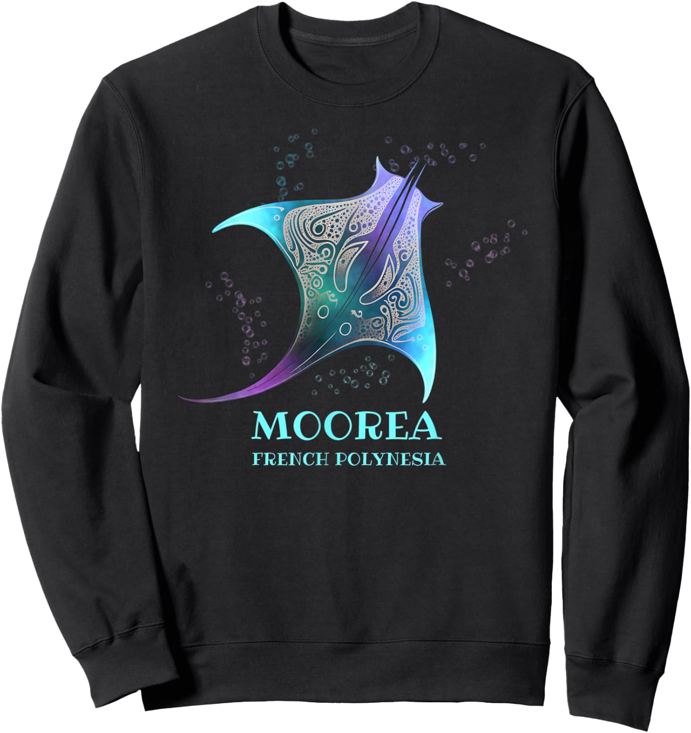 Stingray Manta Ray Scuba Diving, Moorea, French Polynesia Sweatshirt - Sweatshirt | Black