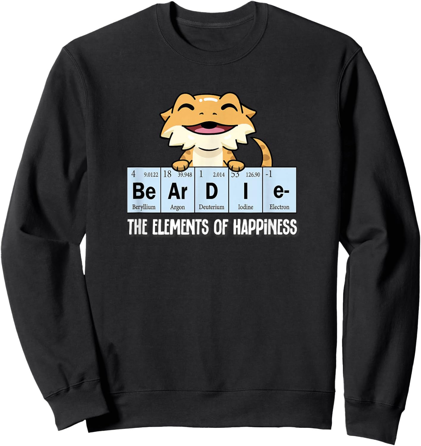 Tiny Dinosaur Elements Bearded Dragon Lover Sweatshirt - Sweatshirt | Black