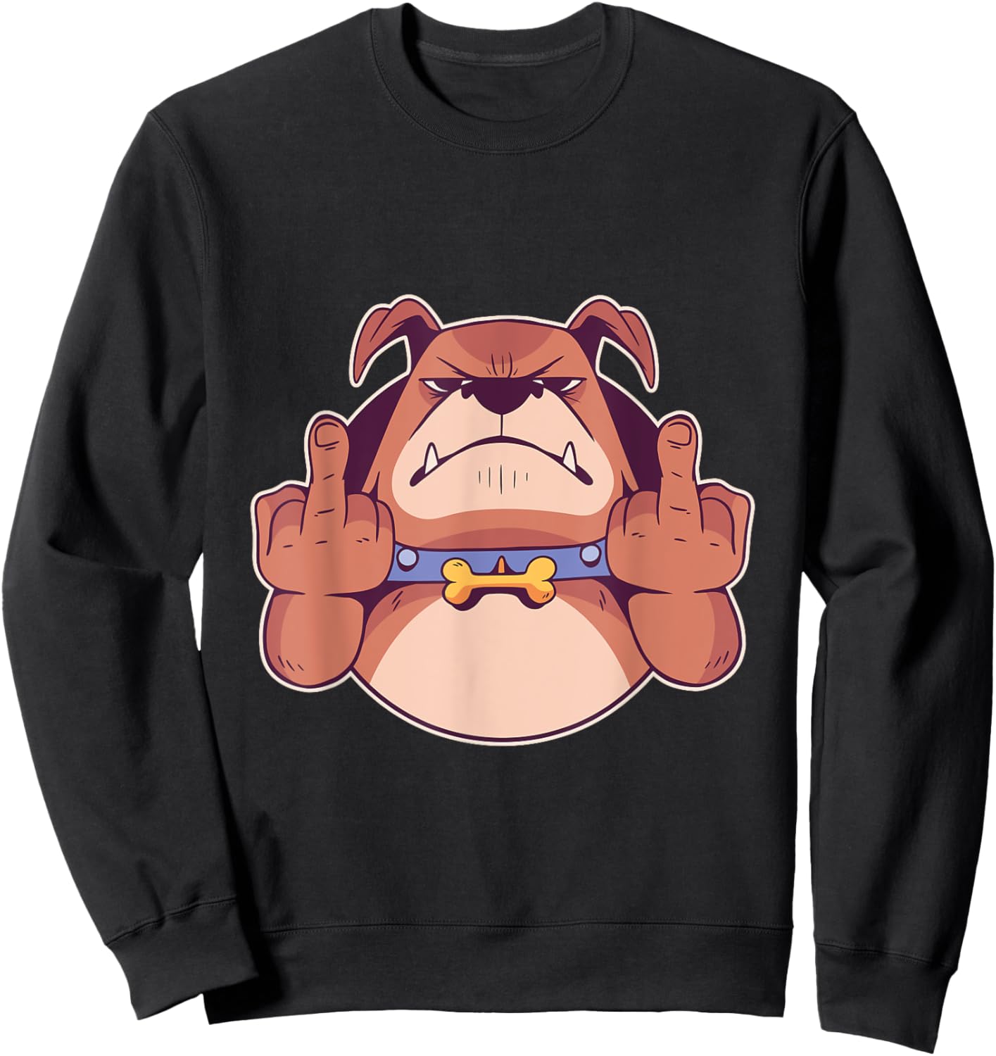 Dog Middle Finger Bulldog Stink Finger Funny Gift Sweatshirt - Sweatshirt | Black