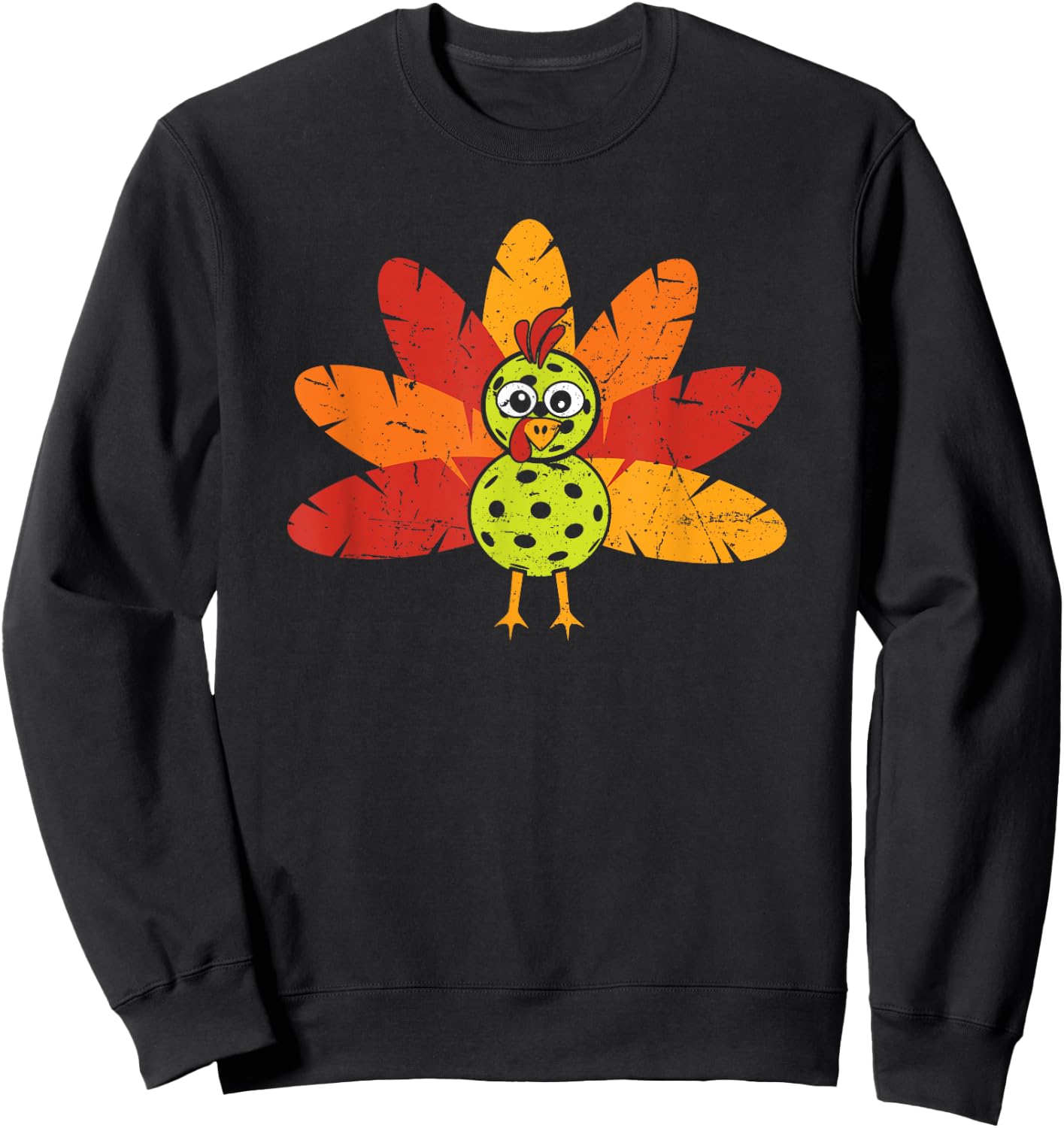 Thanksgiving Pickleball Funny Pickleball Turkey Thanksgiving Sweatshirt - Sweatshirt | Black
