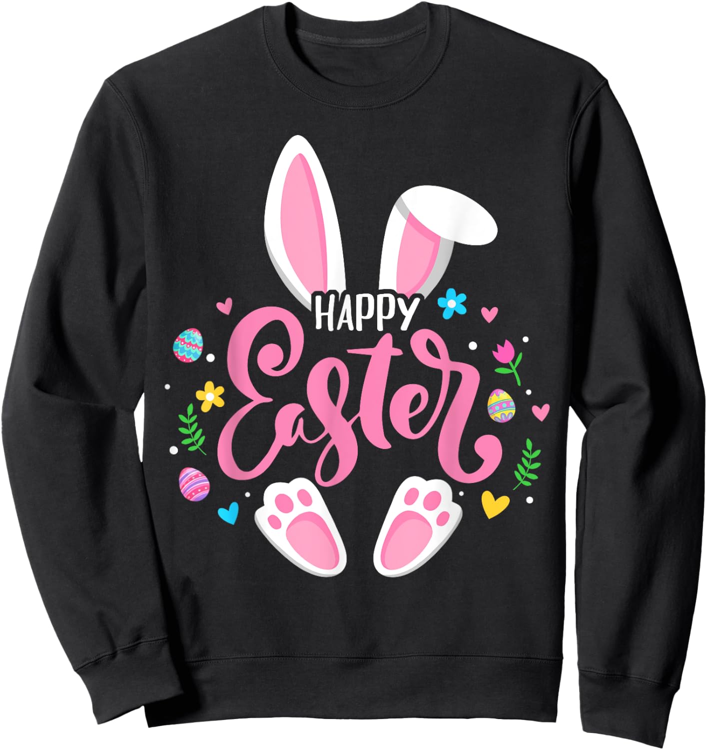 Happy Easter Bunny Easter Egg Hunt Squad Easter Women Family Sweatshirt - Sweatshirt | Black