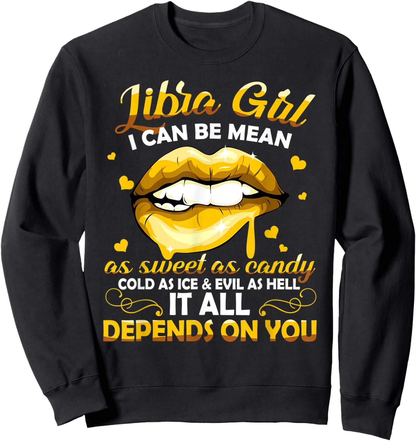 Libra Girl Zodiac Horoscope Birthday Sweet As Candy Lips Sweatshirt - Sweatshirt | Black