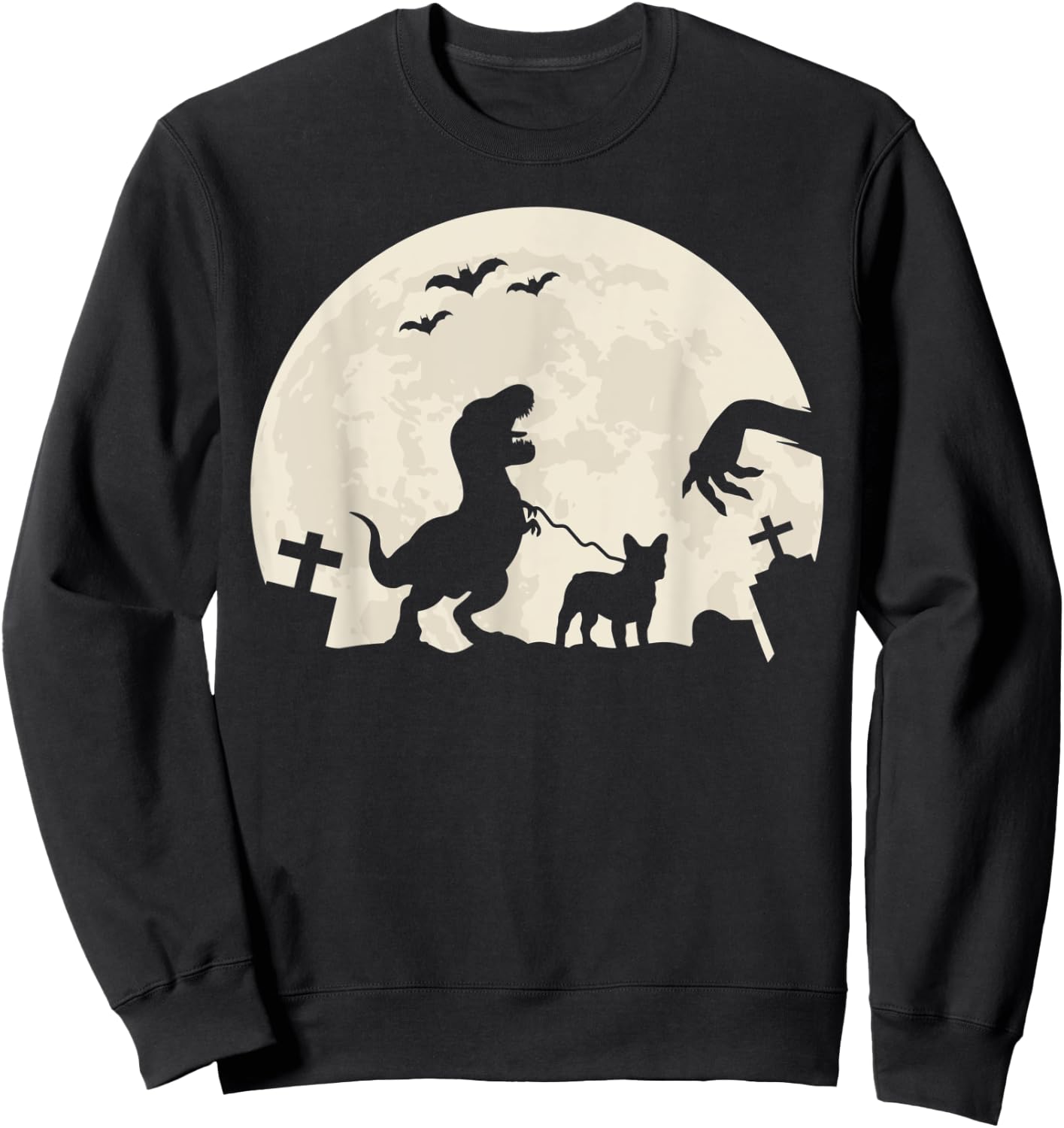 Halloween French Bulldog Dog Frenchie Dinosaur Costume Men Women Kids Sweatshirt - Sweatshirt | Black