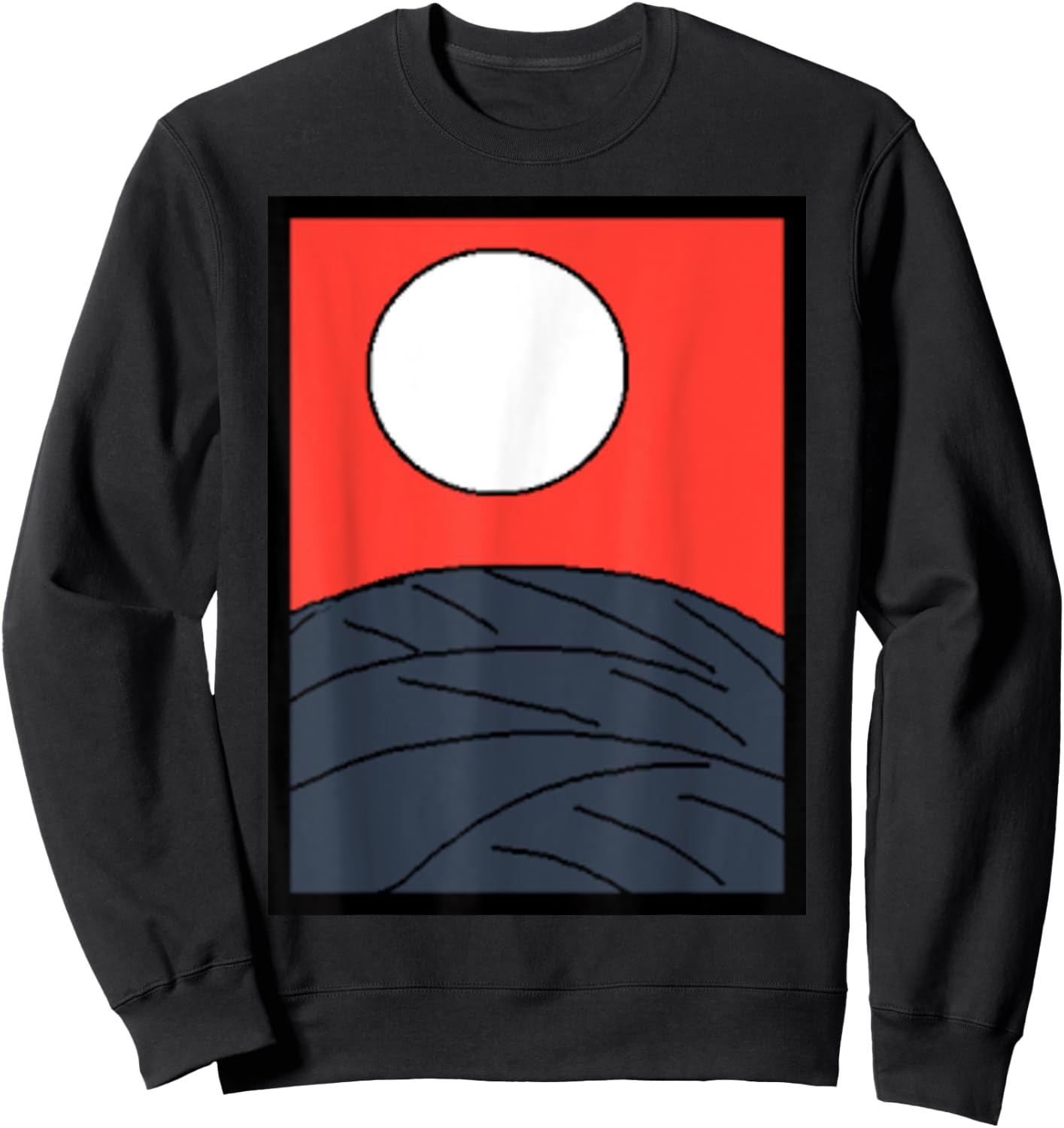 Funny Design Production Club Original Design Attention No.1 Japanese Karuta Hanafuda Moon Sweatshirt - Sweatshirt | Black
