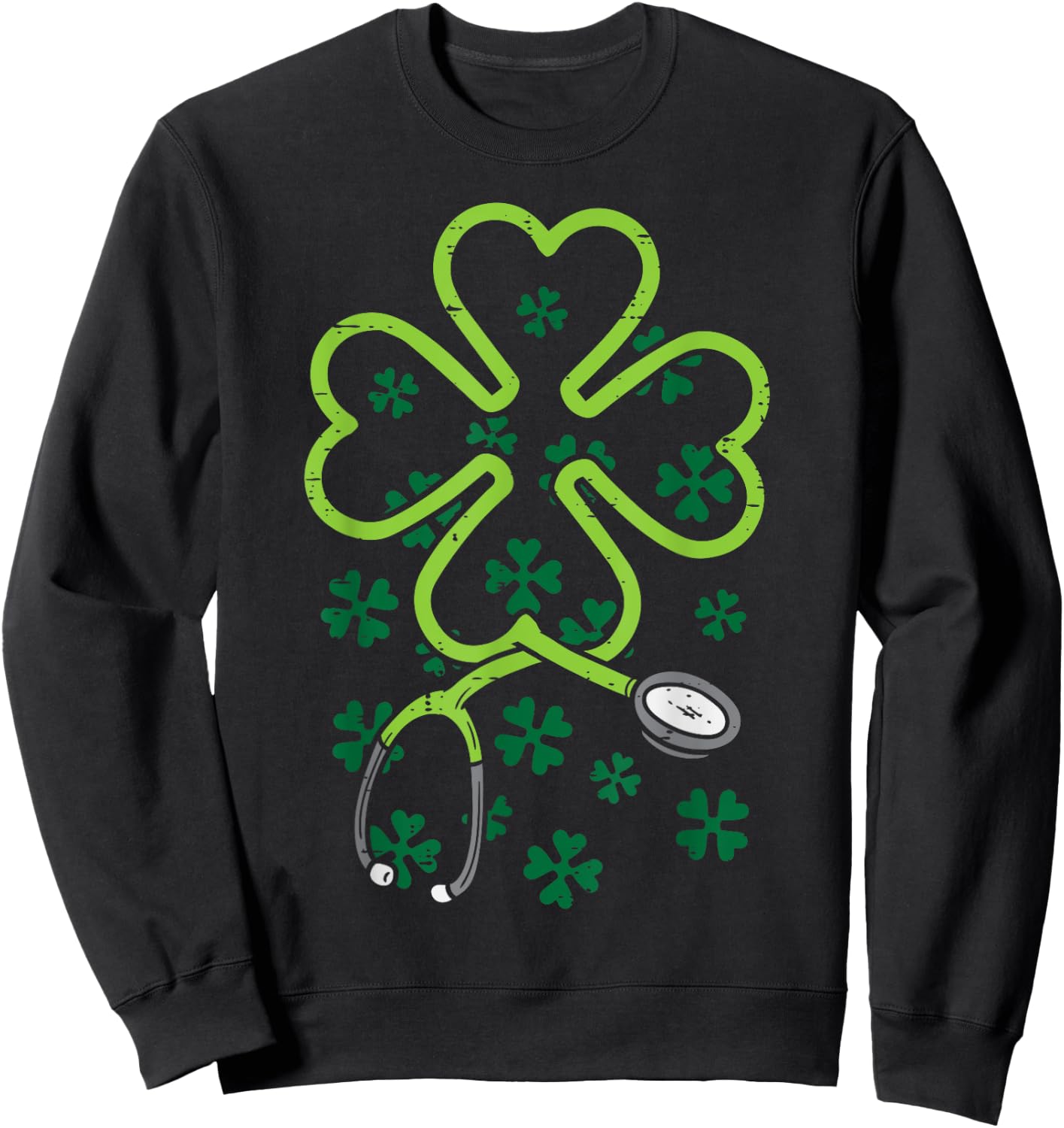 Shamrock Stethoscope Scrub Nurse St Patricks Day RN Women Sweatshirt - Sweatshirt | Black