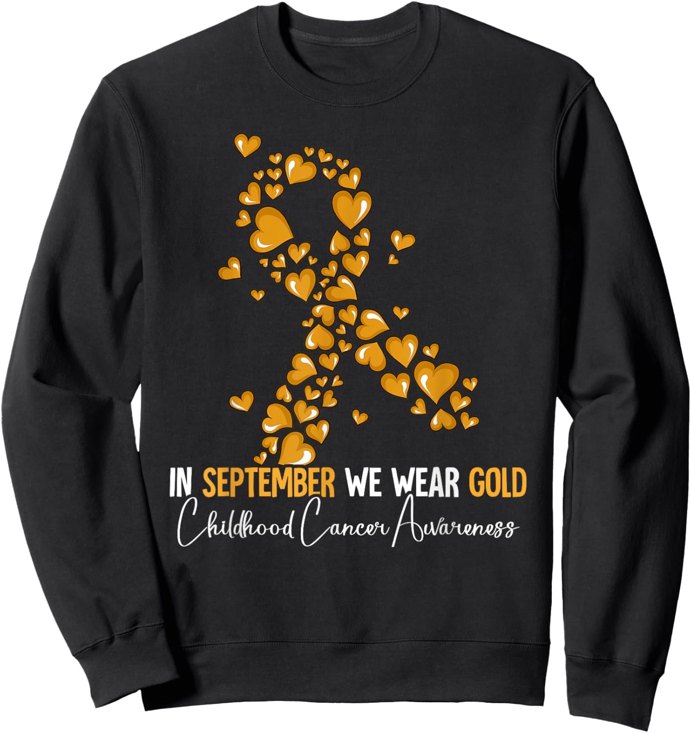 In September We Wear Gold Childhood Cancer Awareness Sweatshirt - Sweatshirt | Black