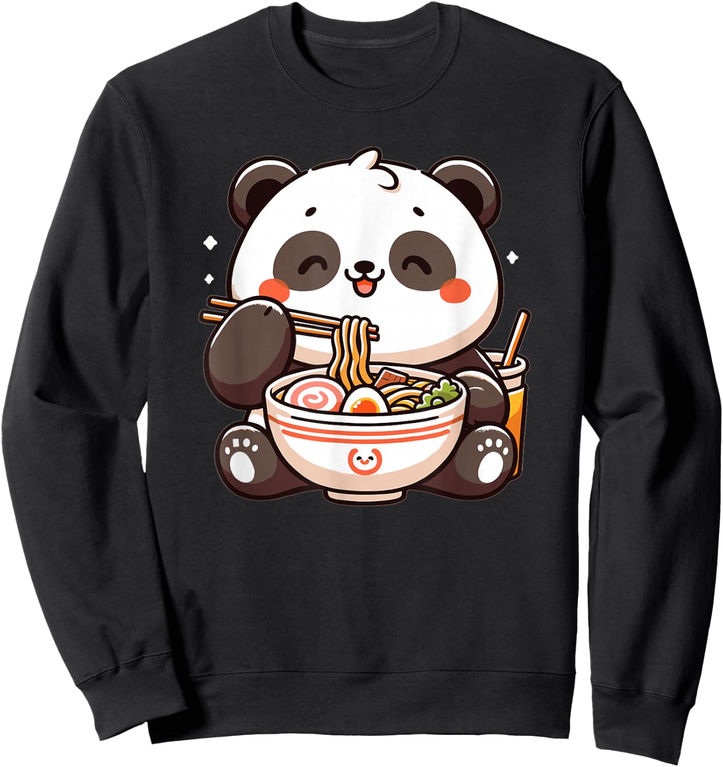 Cute Panda Eats Ramen Noodles Pandas Ramen Sweatshirt - Sweatshirt | Black