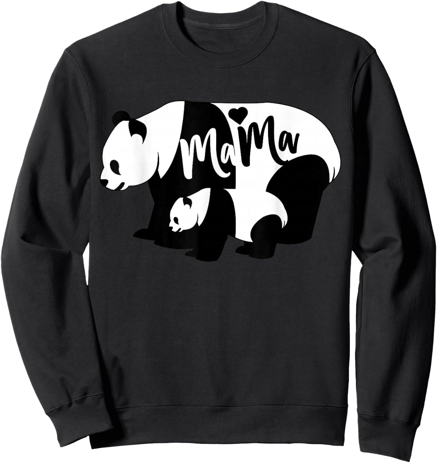 Mama Cute Baby Panda Bear Mothers Day Mama Heart Sweatshirt - Sweatshirt | Black