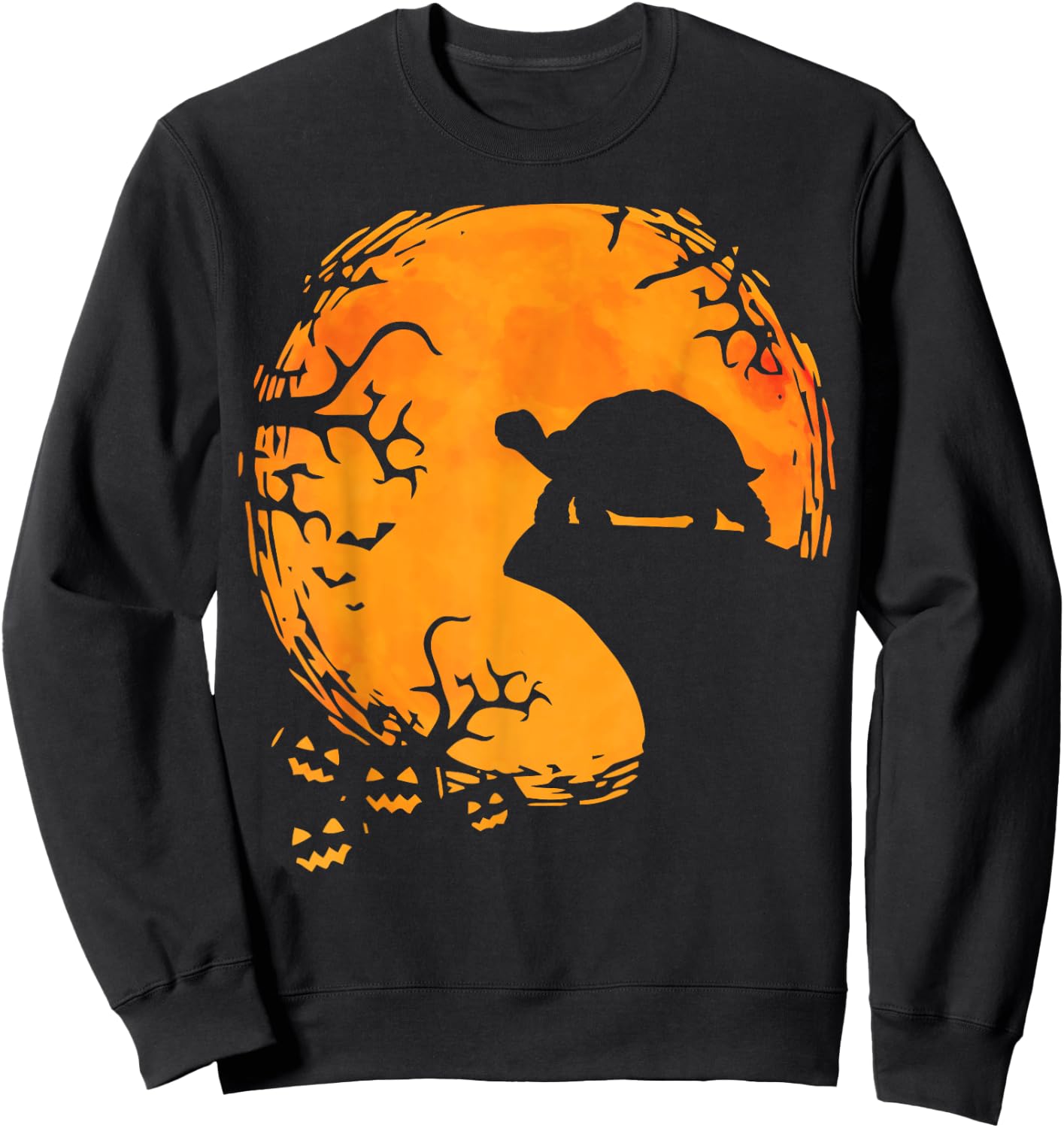 Funny Tortoise Halloween Silhouette Spooky Tortoise Lover Sweatshirt - Sweatshirt | Black